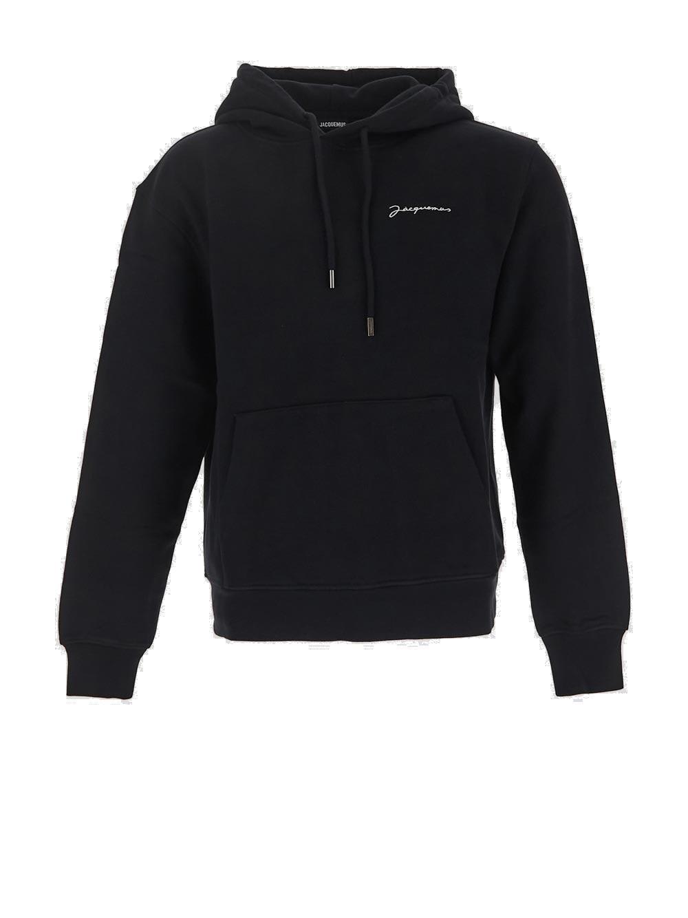 Shop Jacquemus Embroidered Logo Hoodie In Black