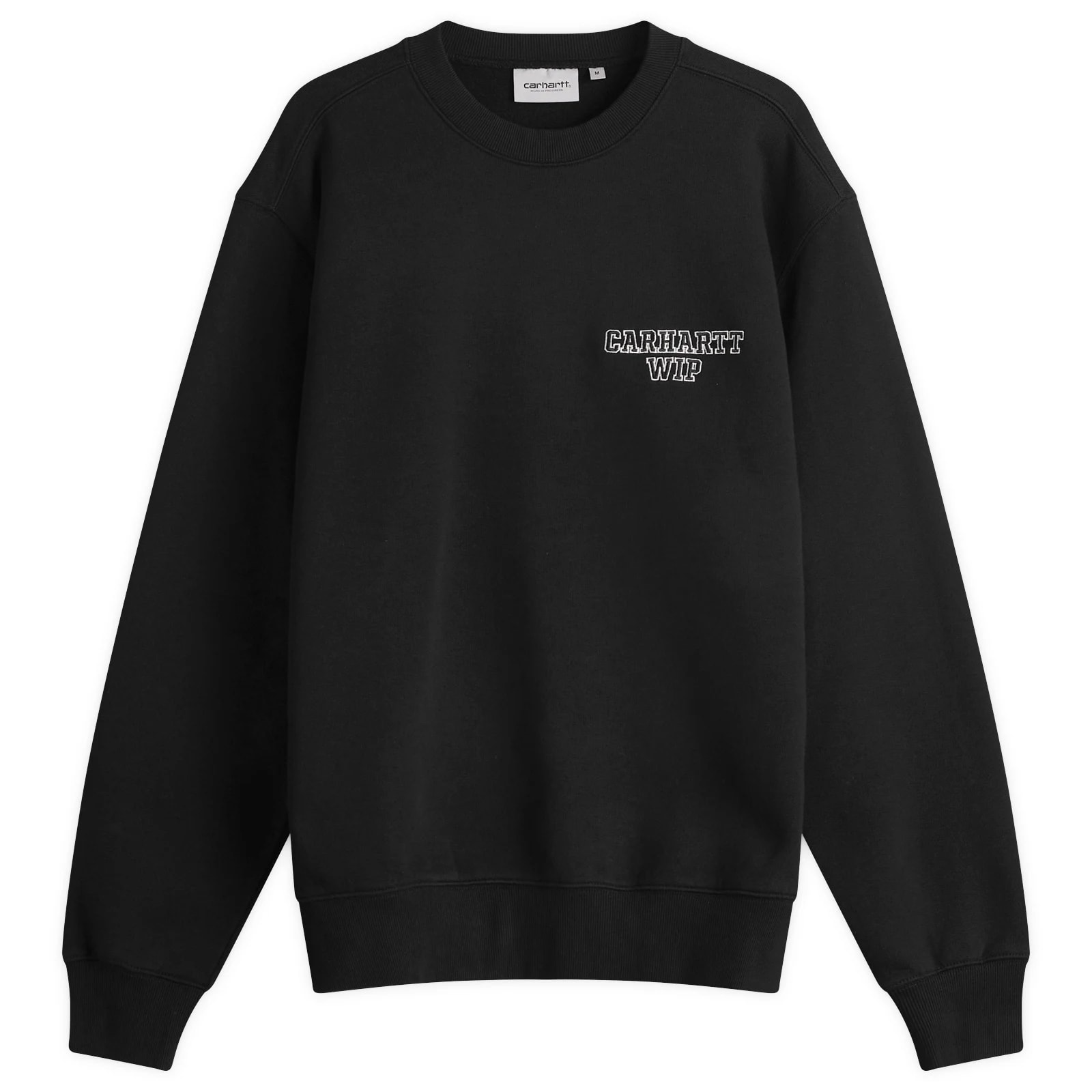 Carhartt Cotton Alumni Sweatshirt With Ribbed Cuffs And Hem In Black