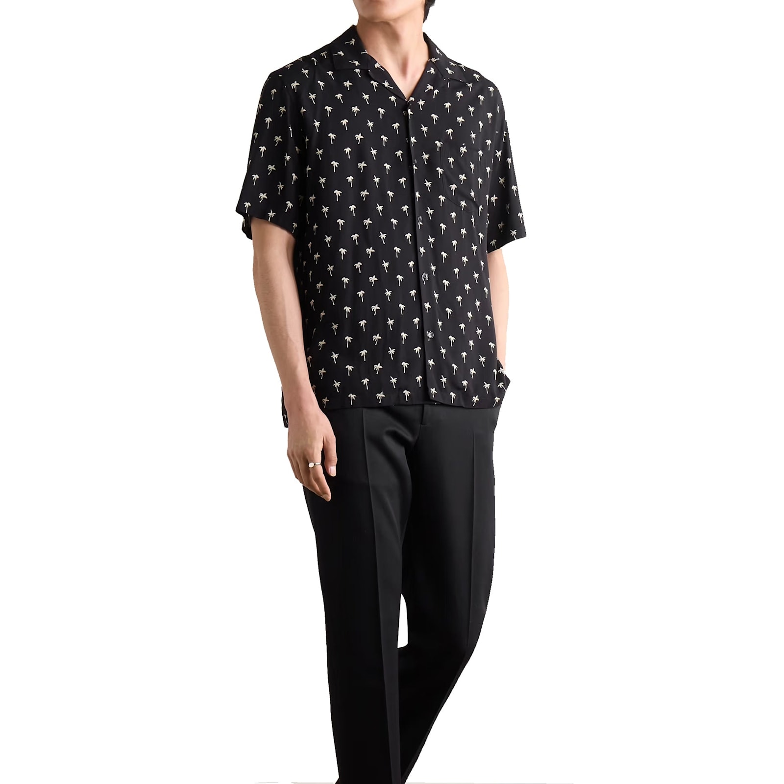 Celine Hawaiian Shirt With Viscose Print In Black