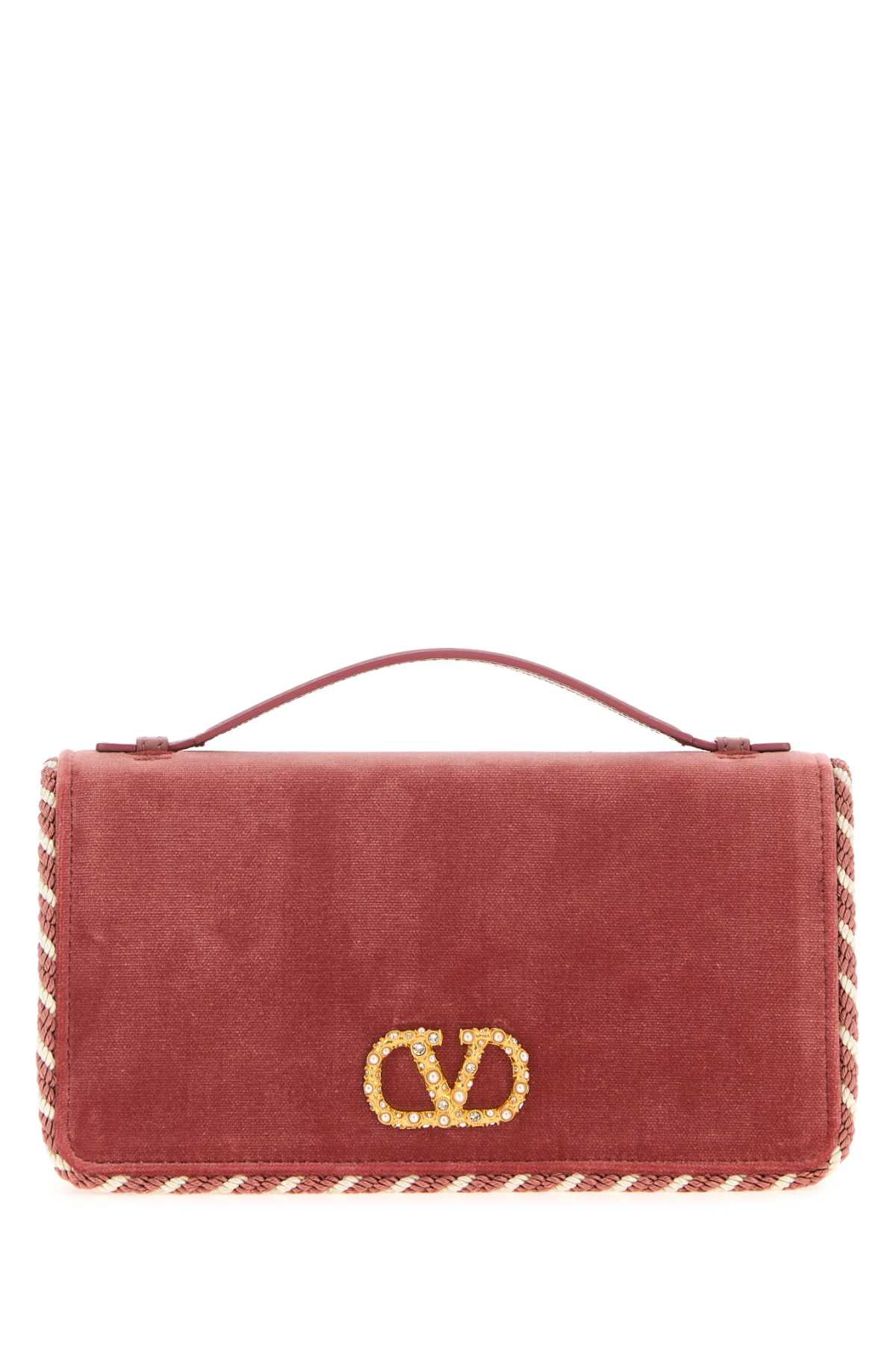 Valentino Pink Velvet Vlogo Signature Handbag