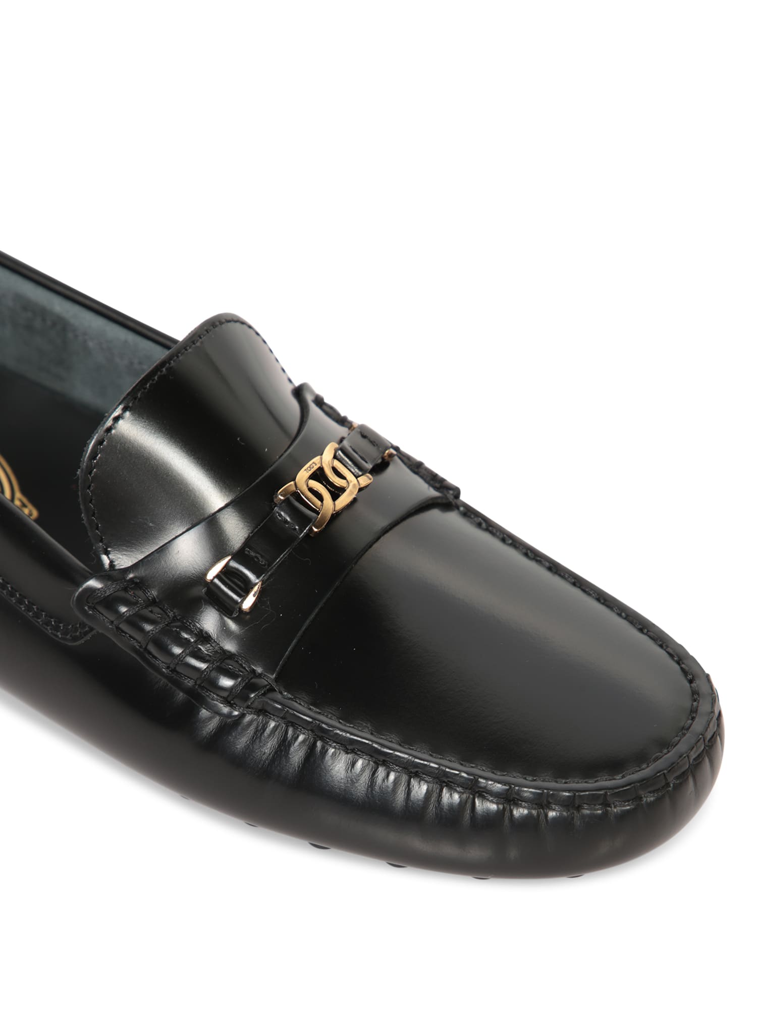 Shop Tod's Black Micro Chain Loafers