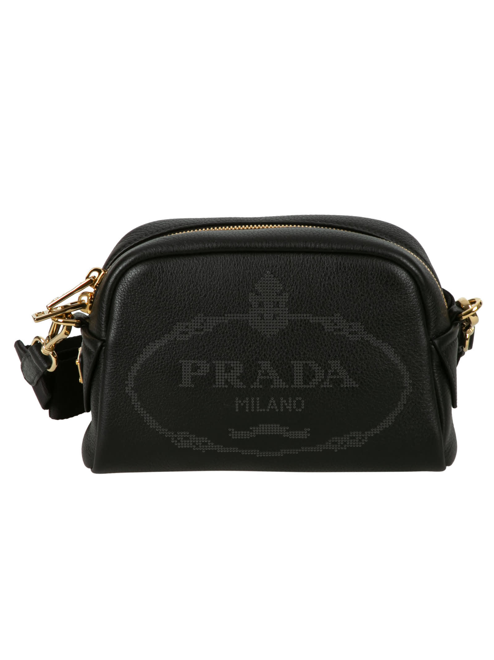 Prada Logo Print Top Zip Shoulder Bag