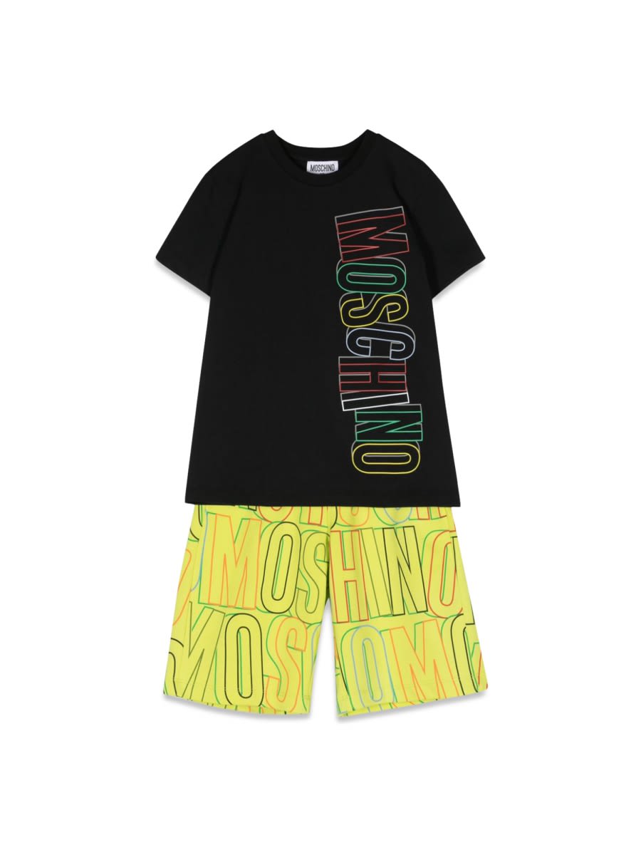 Shop Moschino T-shirt And Shortsset In Multicolour