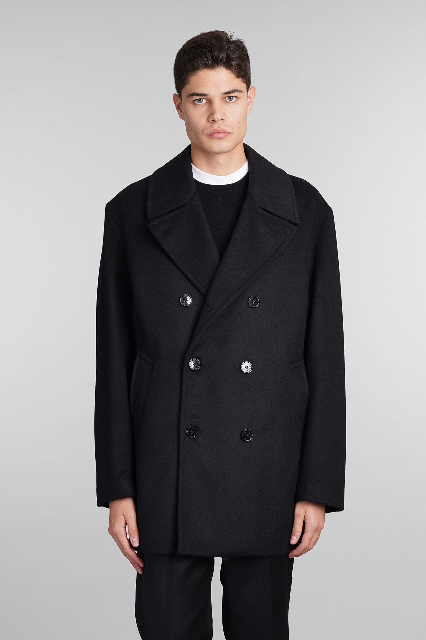 Mackintosh Dalton Coat In Black Wool