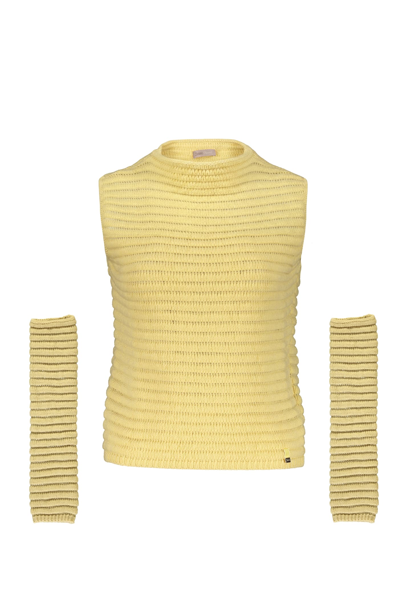 Herno Knitted Vest With Sleeves In Yellow