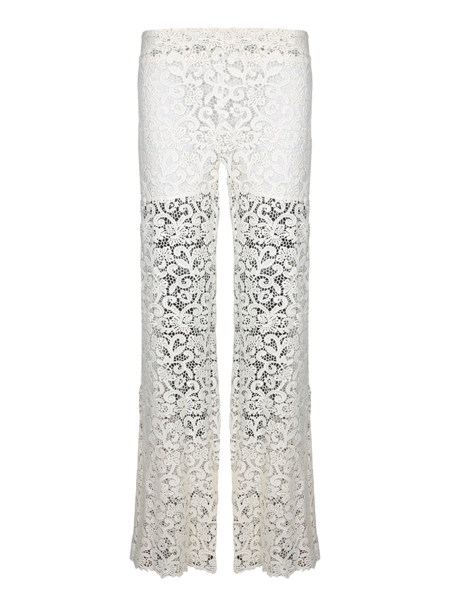 Ermanno Scervino White Macramã© Flare Pants In White