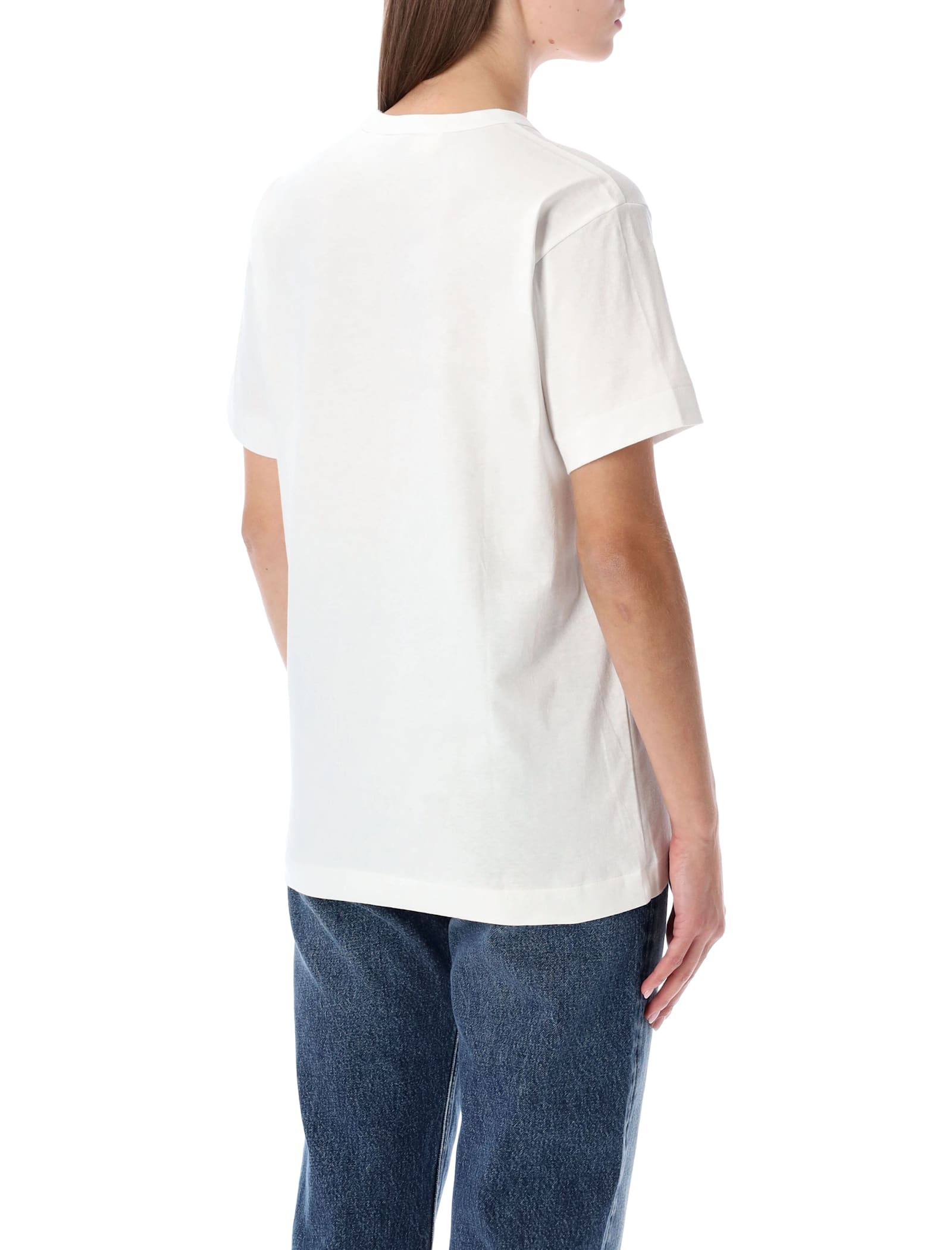 Comme Des Garçons Play White T-shirt With Studded Red Heart In White