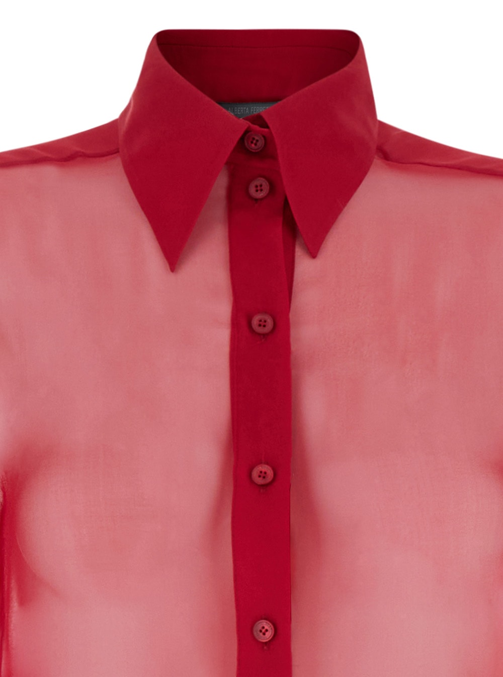 Shop Alberta Ferretti Red Shirt With Pointed Collar In Chiffon Woman In Pink
