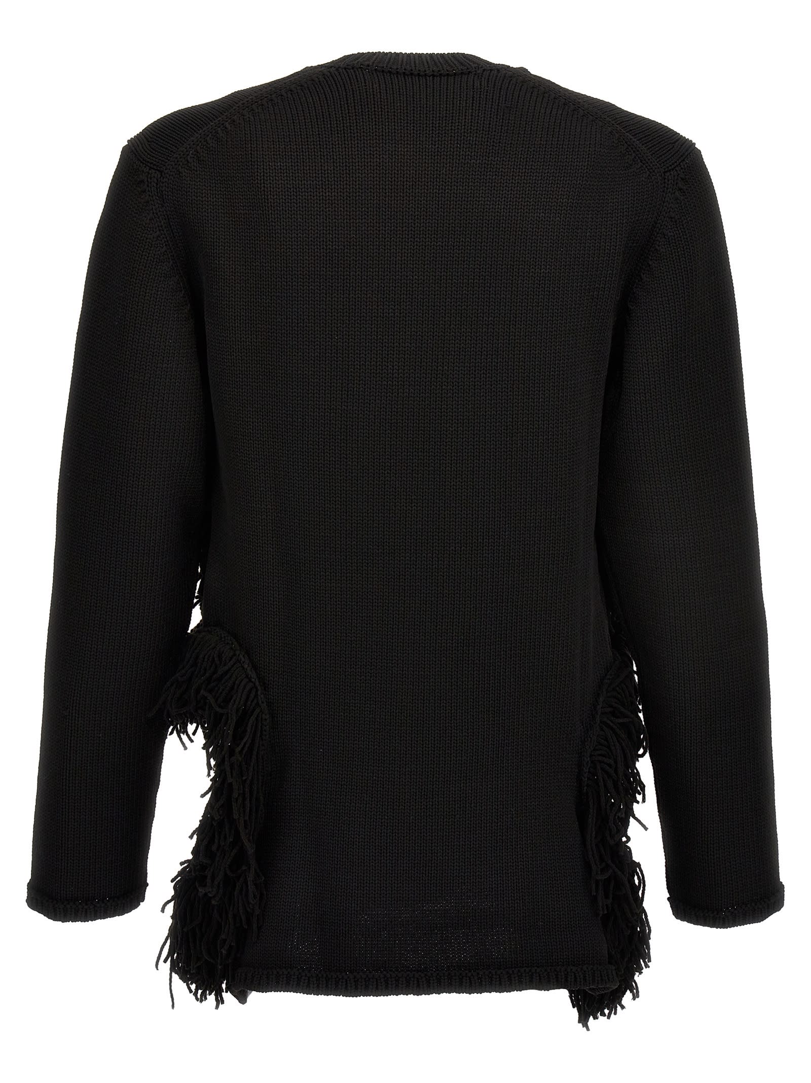 Shop Comme Des Garçons Homme Deux Cut-out And Fringed Sweater In Black