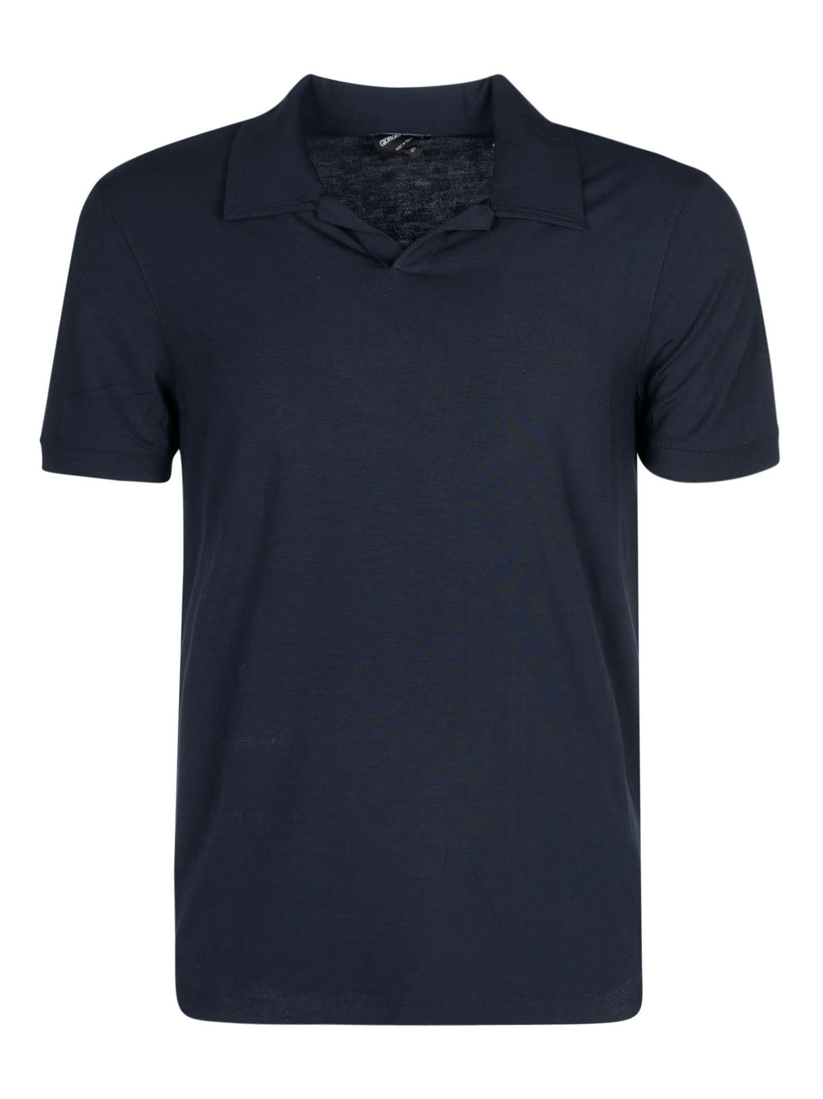 Shop Giorgio Armani Button-less Collar Polo Shirt In Blu Navy