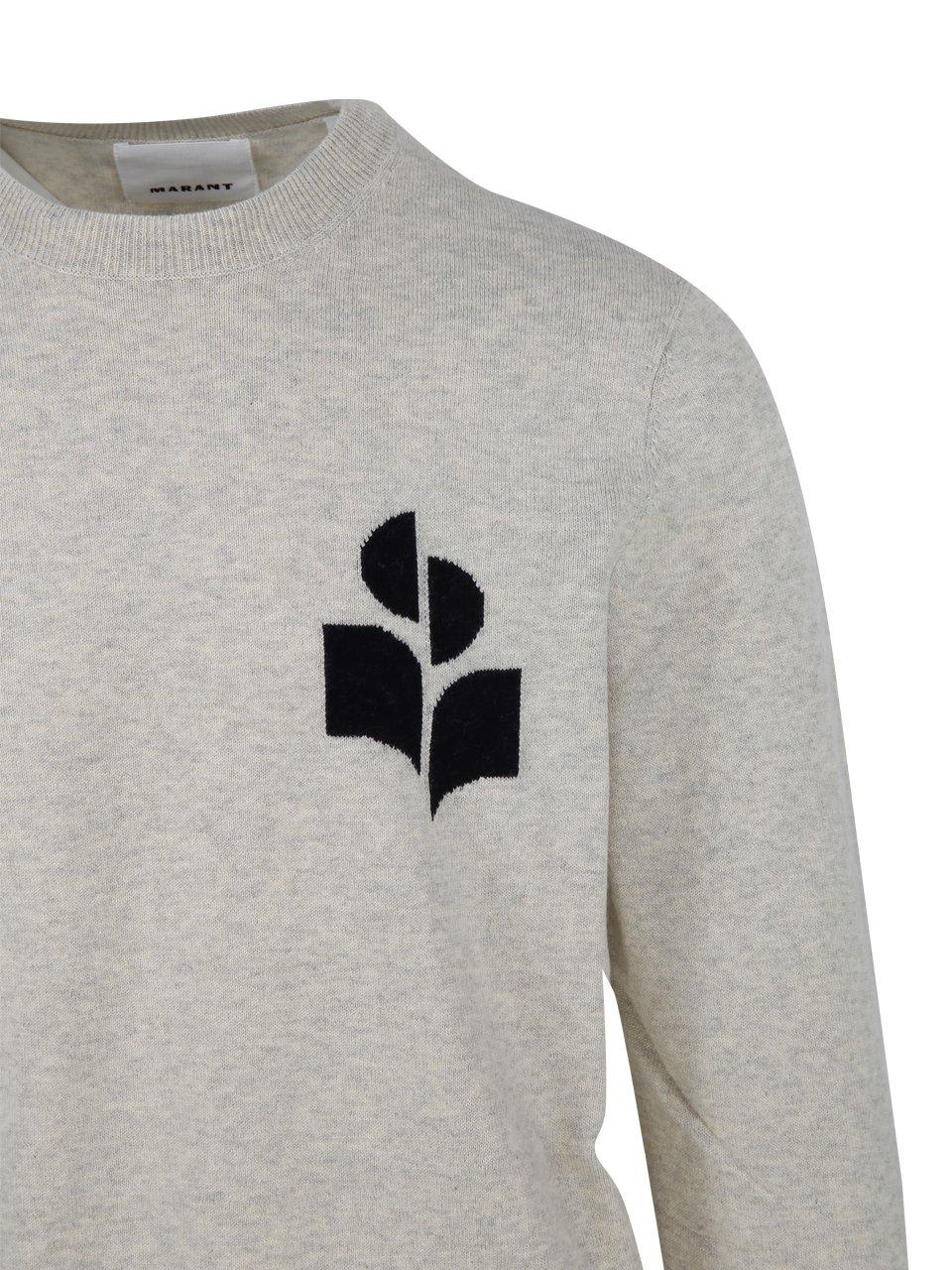 Isabel Marant Logo Intarsia Crewneck Knitted Sweater In Cream