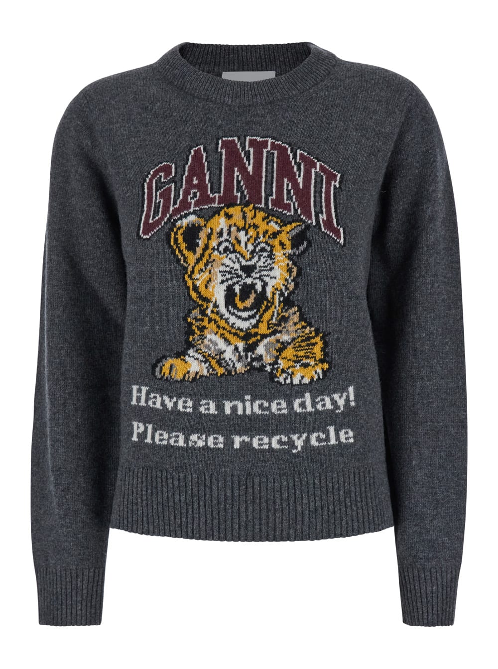 Graphic Wool Mix Tiger Crewneck