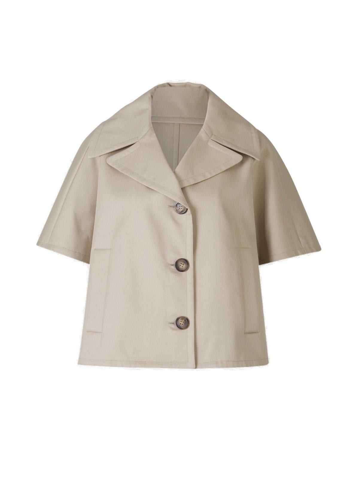 Shop Max Mara Button-up Short-sleeve Trench Coat In Sand