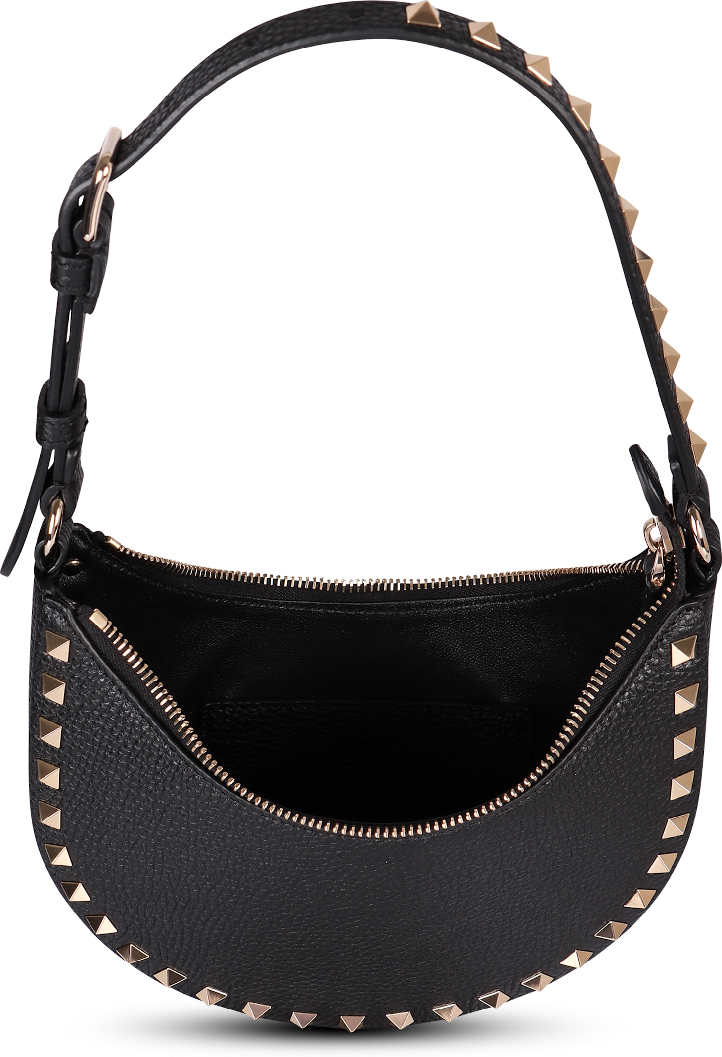 Valentino Rockstud Mini Leather Hobo Bag In Black