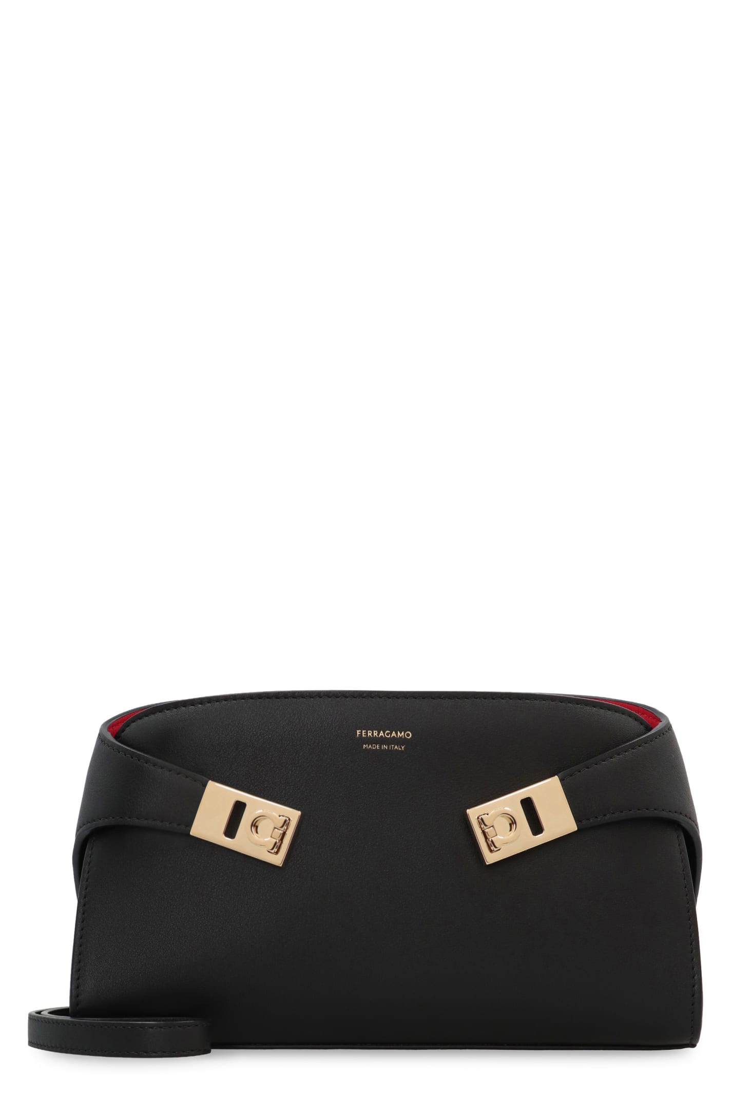 Ferragamo Small Structured Shoulder Bag With Adjustable Strap In Orange