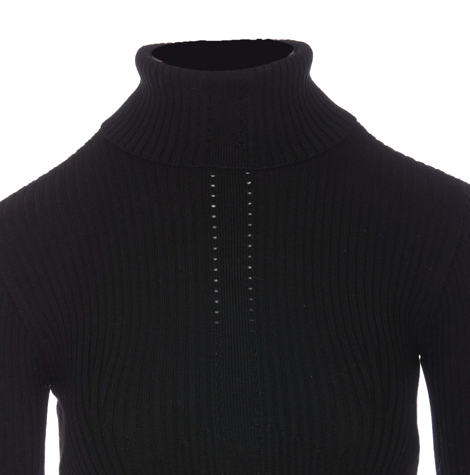 Shop Patrizia Pepe Essential Turtle Neck Wool Sweater In Black