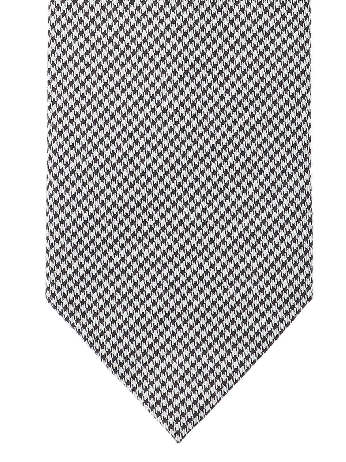 Tom Ford Textured Houndstooth Tie In Grey And Black