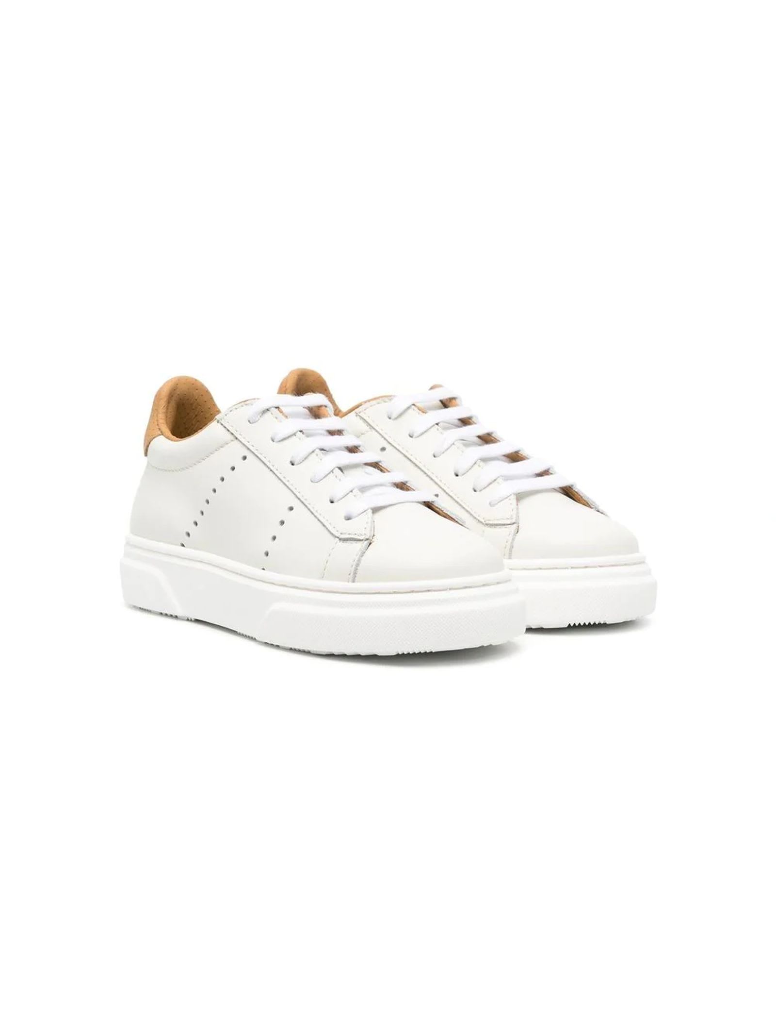 ELEVENTY WHITE LEATHER SNEAKERS