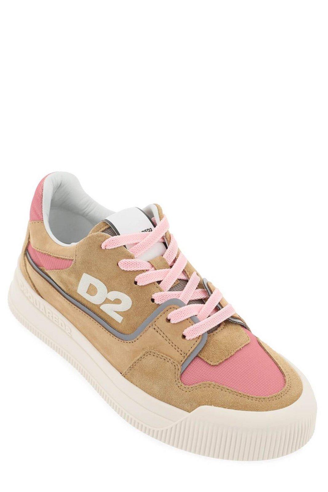 Shop Dsquared2 Logo Debossed Low-top Sneakers In Tobacco Rose (beige)