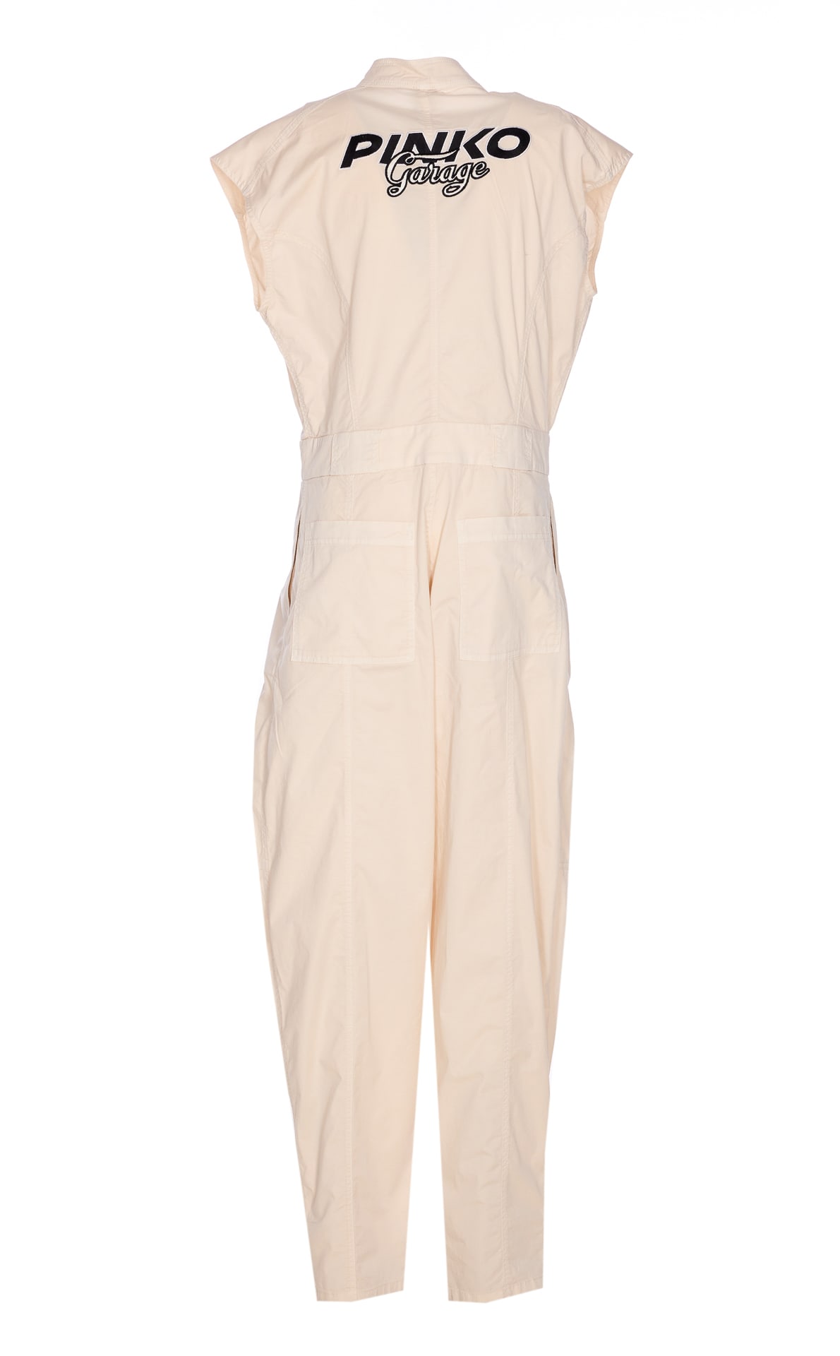 Pinko Dress With Zip Pockets And Elastic Waistband In Neutral