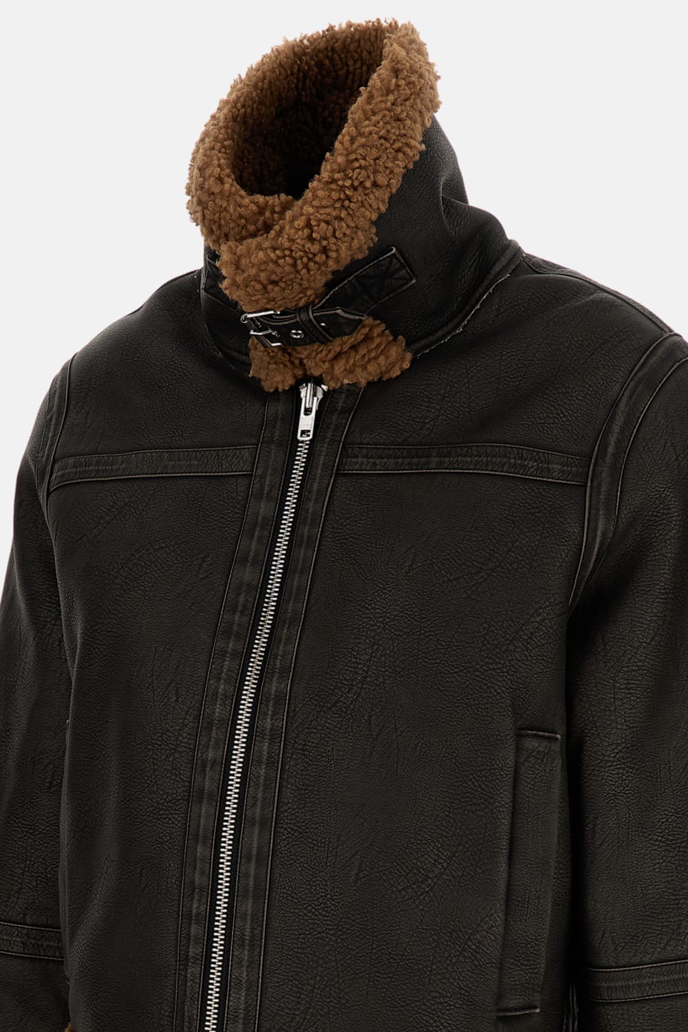 Stand Studio Shearling-trimmed Faux-fur Jacket In Black