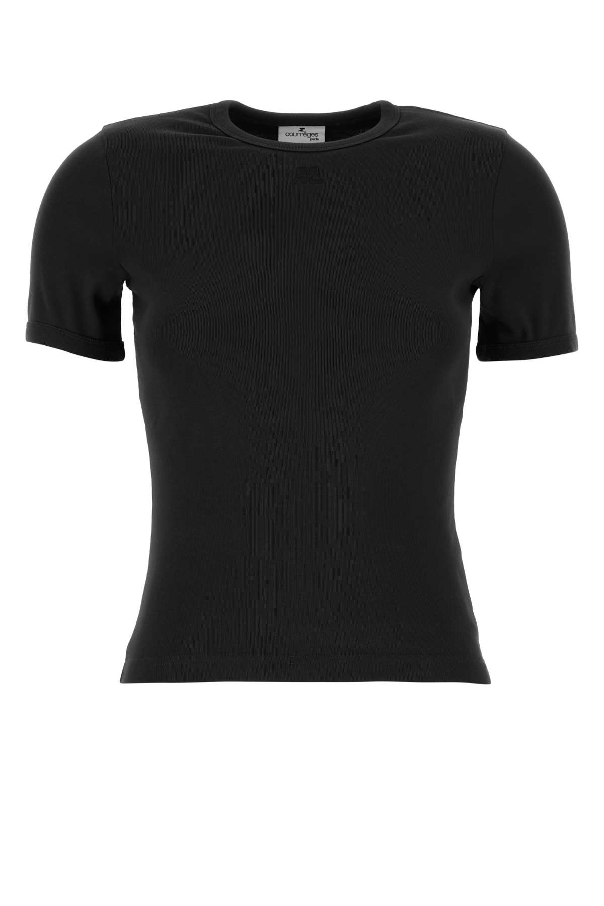 Shop Courrèges Black Cotton T-shirt