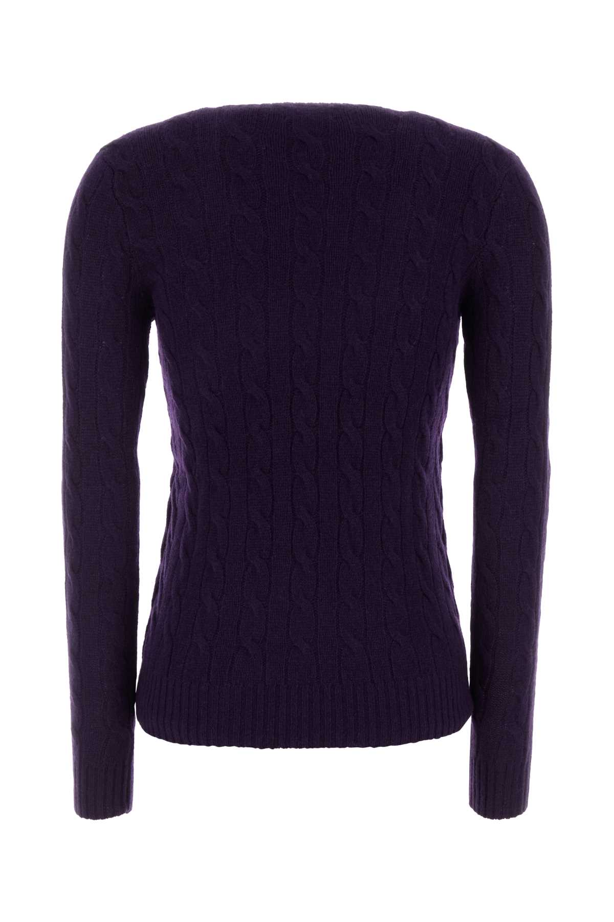 Polo Ralph Lauren Aubergine Wool Blend Sweater In Blue