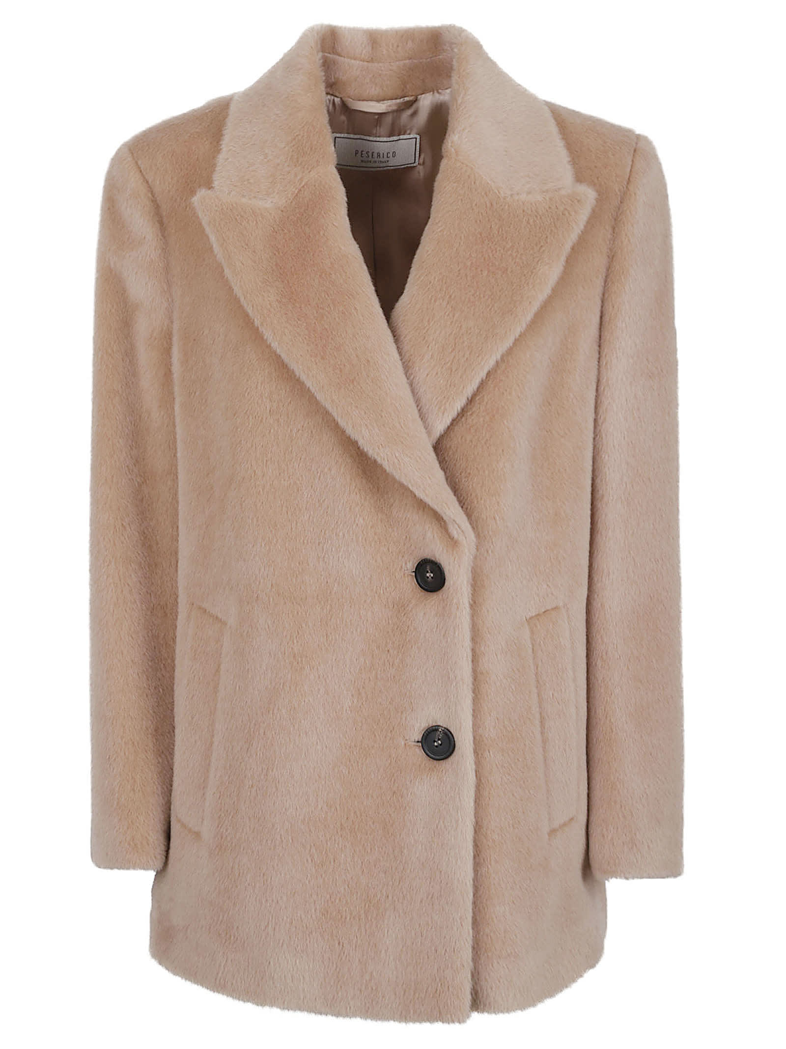 Peserico Long-sleeved Coat In Neutral
