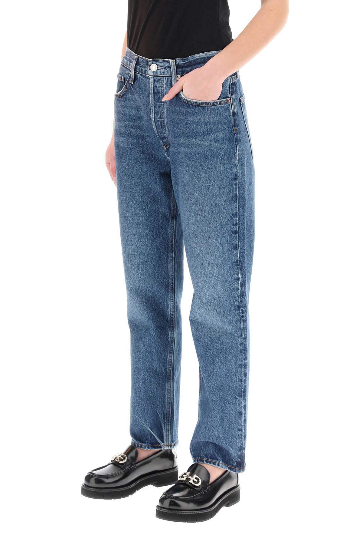 Shop Agolde Lana Crop Regular Jeans In Pattern (blue)