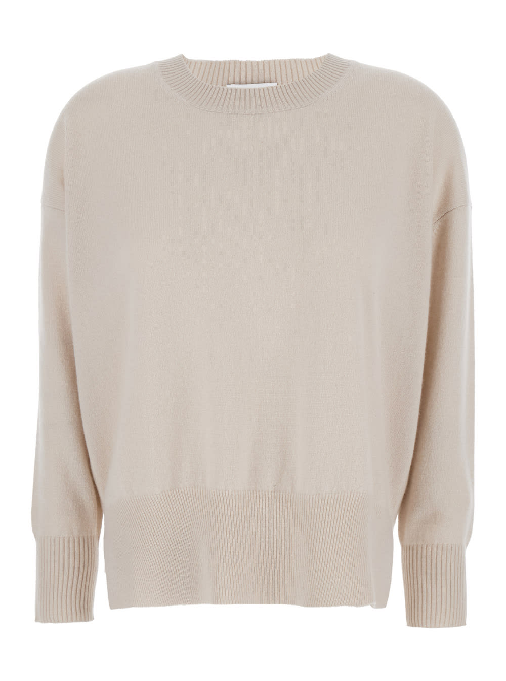 Shop Allude Beige Crewneck Sweater In Cashmere Woman