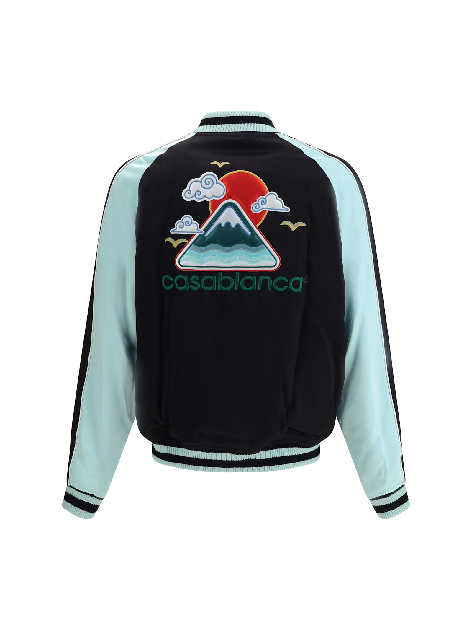 Casablanca Quilted Colour-block Satin Track Jacket In Multi