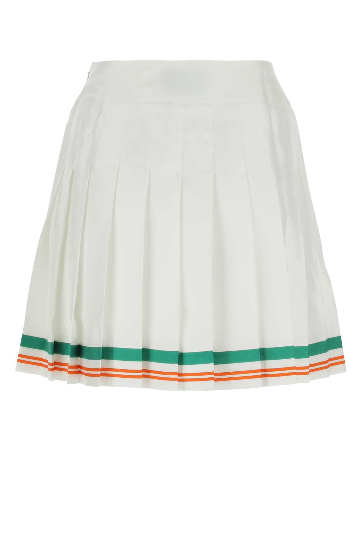 Shop Casablanca White Satin Par Avion Mini Skirt In Multicolor