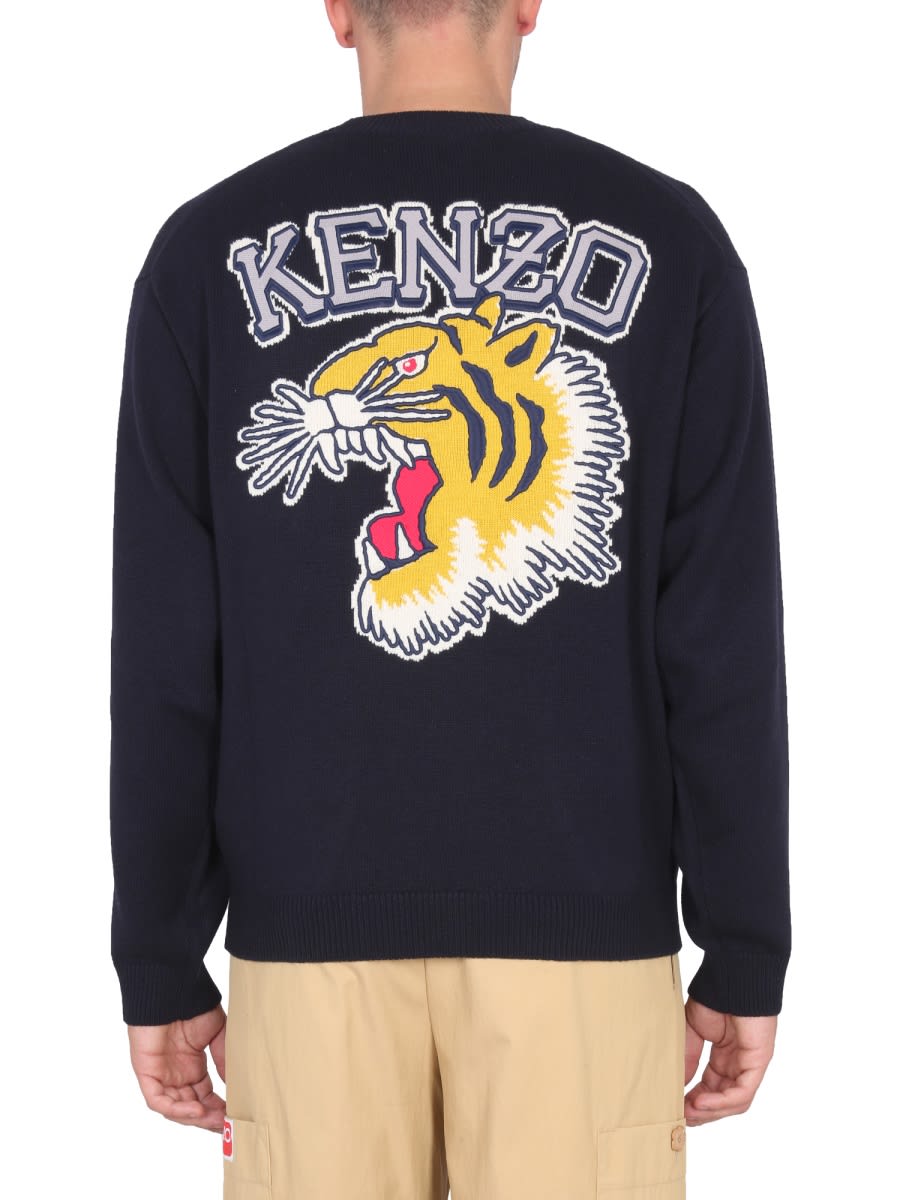 Shop Kenzo Tiger Varsity Jersey In Blue