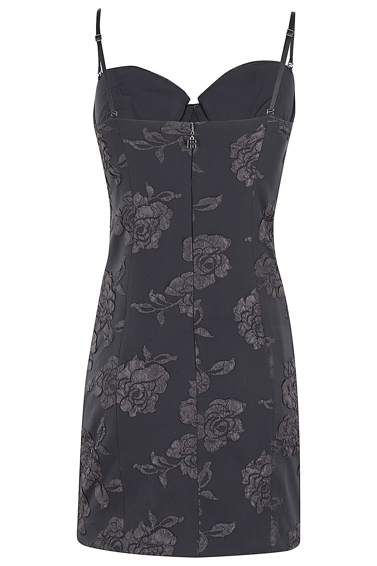 Shop Rotate Birger Christensen 3d Flower Mini Dress In Grey Pinstripe