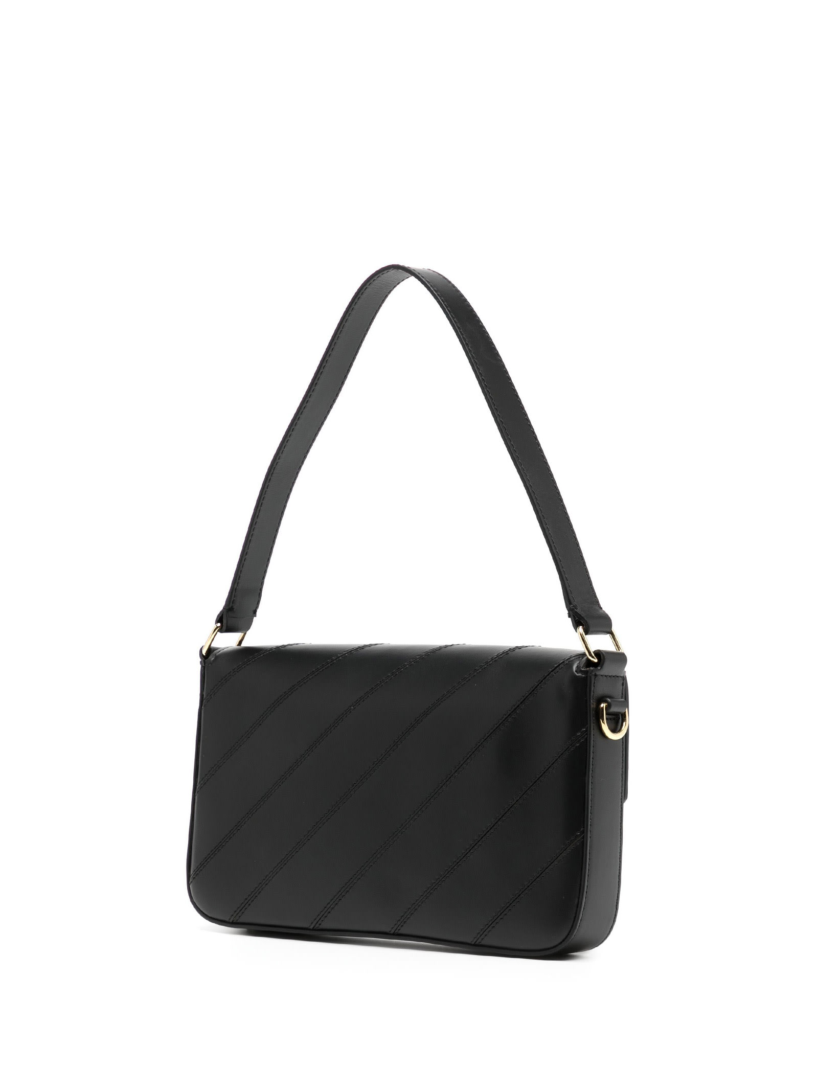 Shop Missoni Flap Wave Black Leather Shoulder Bag