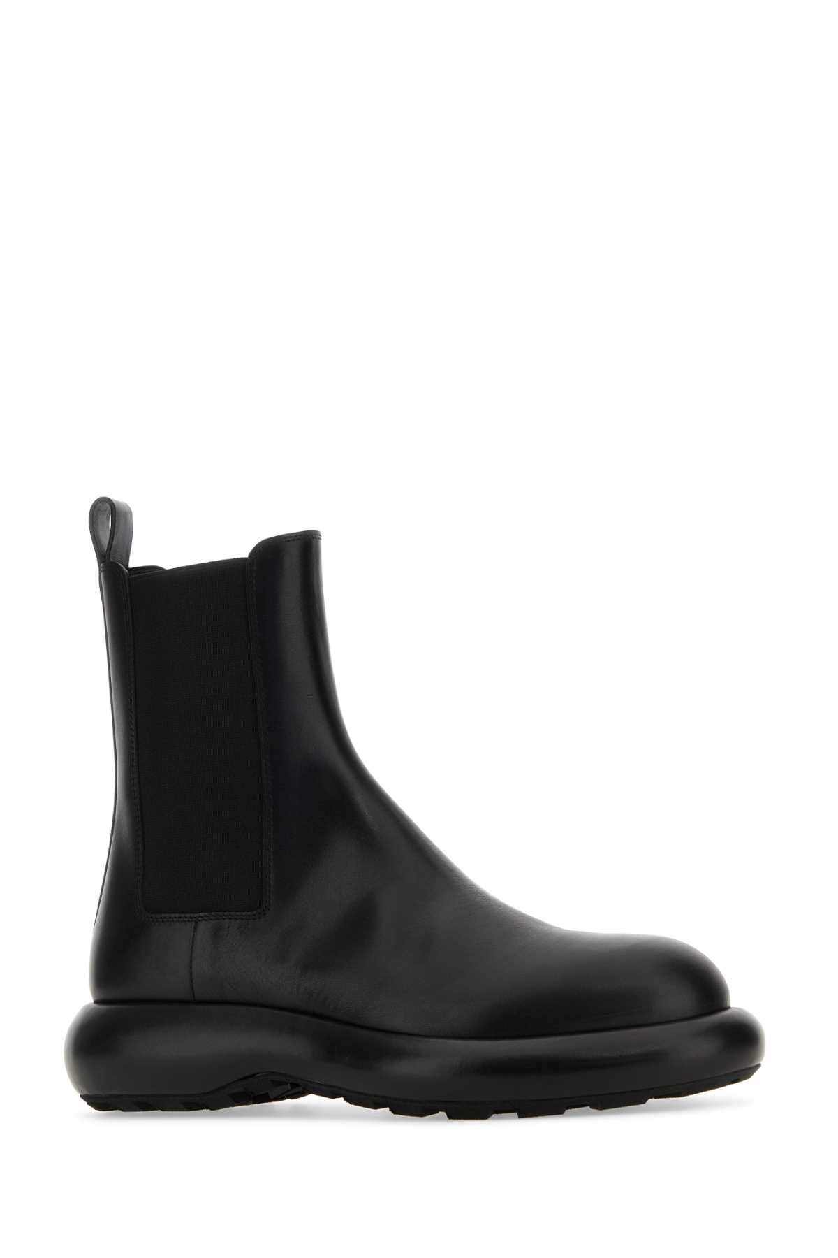 Shop Jil Sander Black Leather Chelsea Ankle Boots In 001