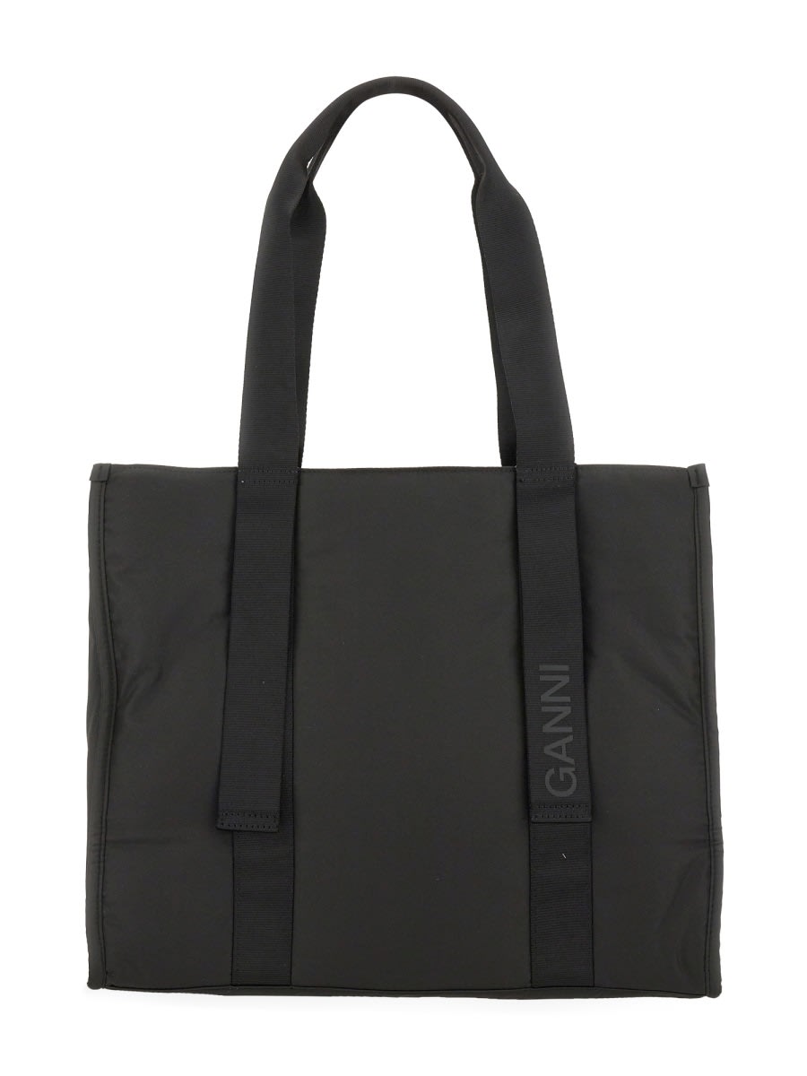 Shop Ganni Medium Tote Bag In Black