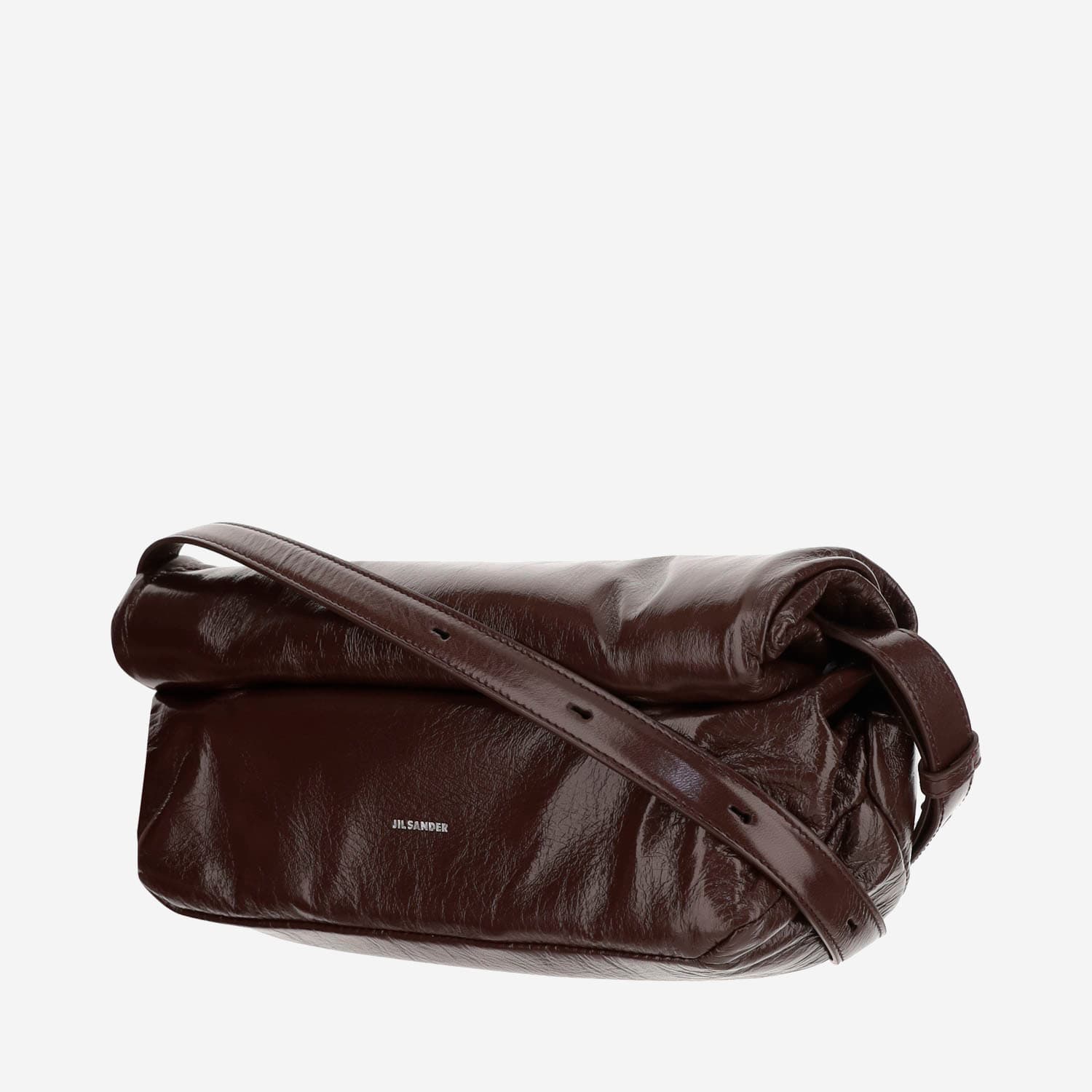 Shop Jil Sander Small Rollup Crossbody Bag In Brown