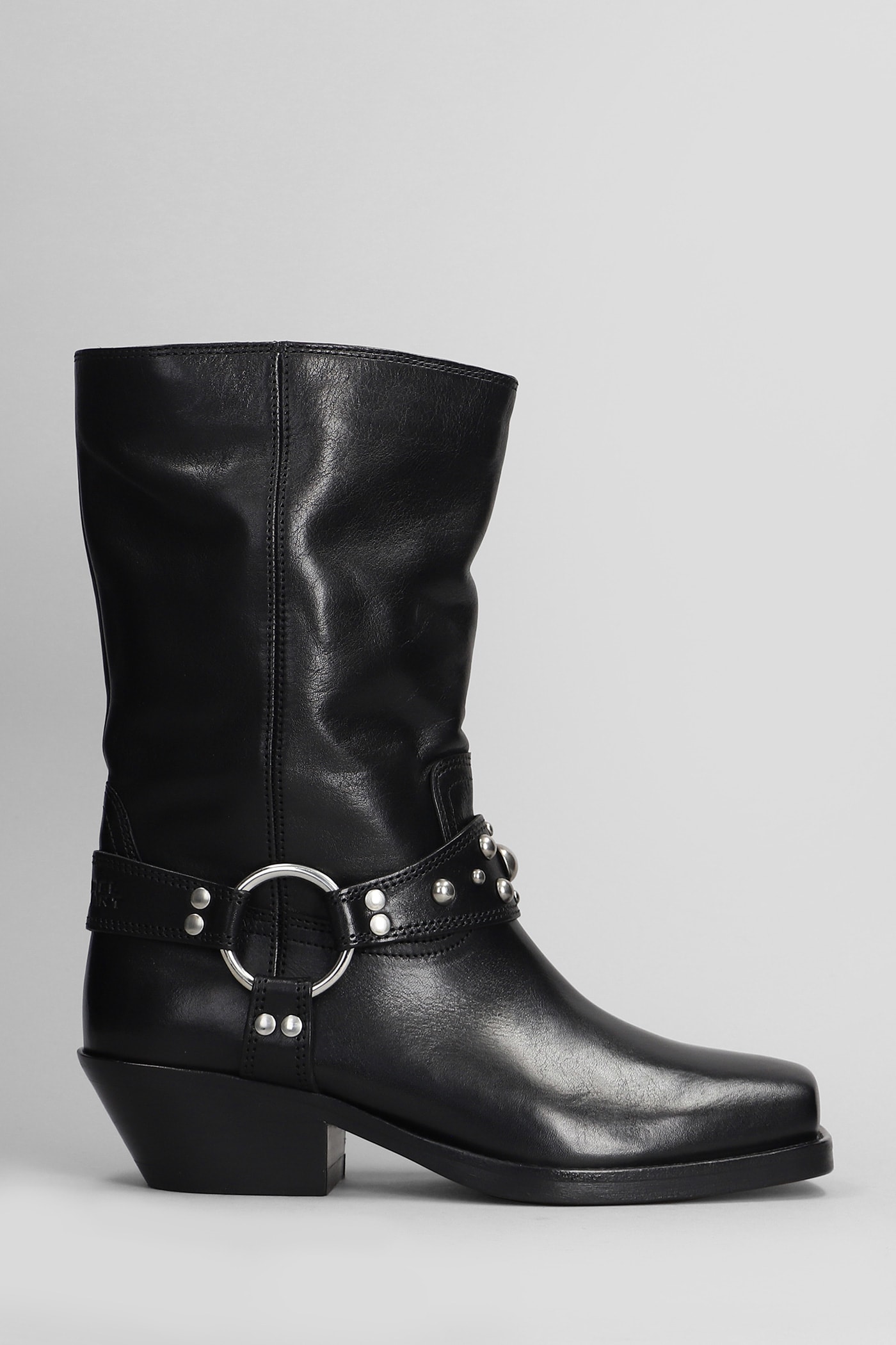 Shop Isabel Marant Antya Low Heels Ankle Boots In Black Leather