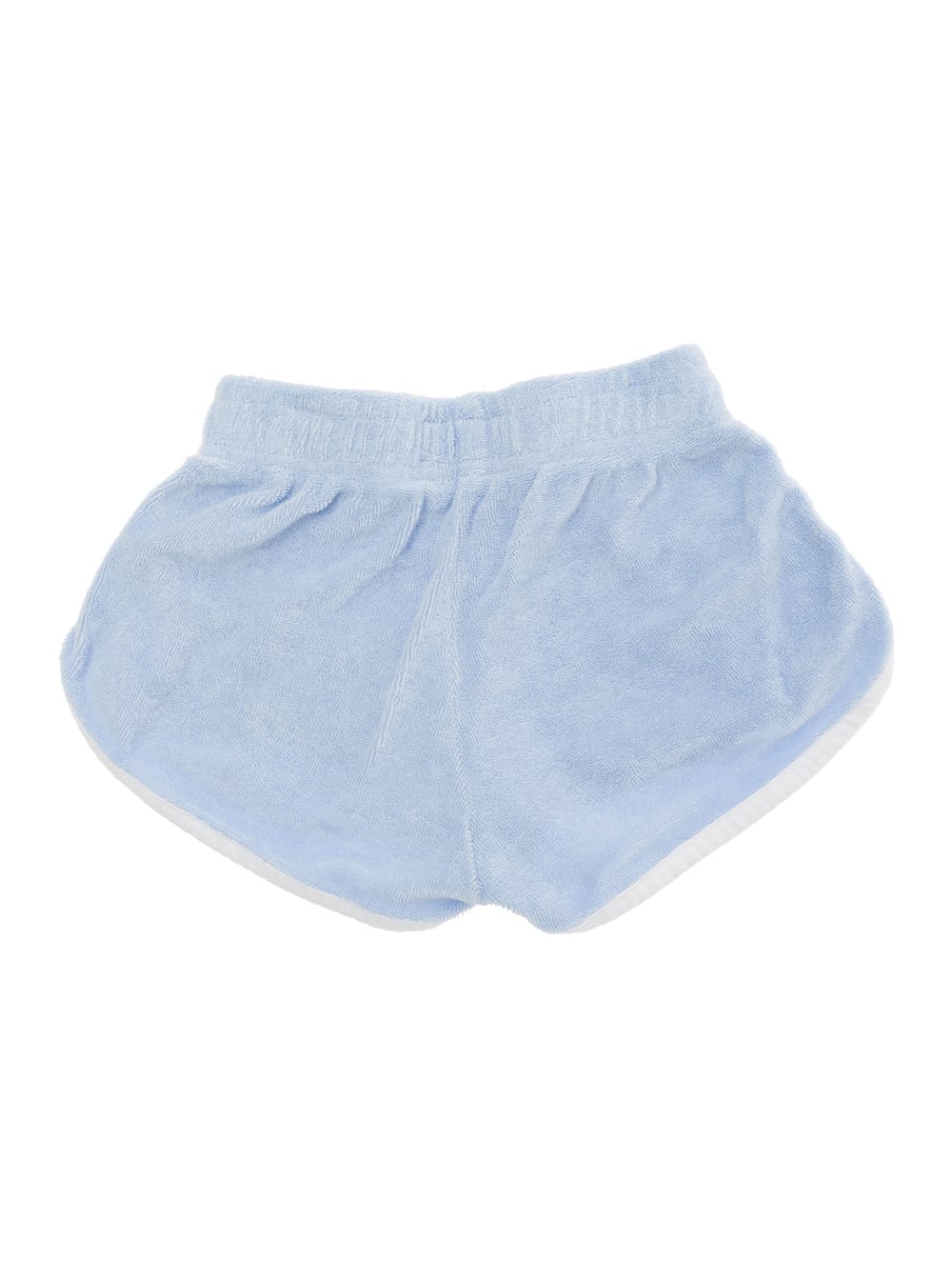 Shop Mc2 Saint Barth Light Blue Shorts With Logo Lettering Embroidery In Cotton Blend Boy