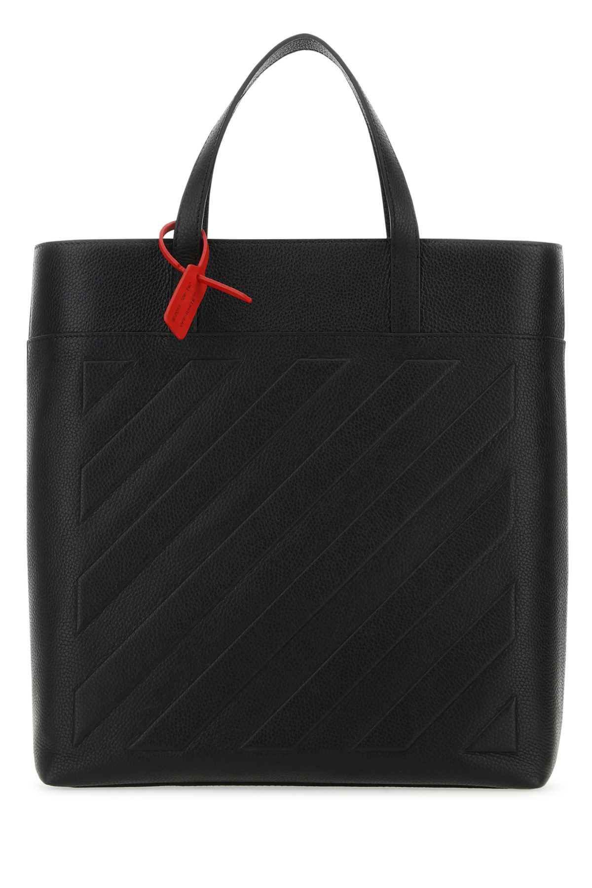 Shop Off-white Black Leather Binder Shopping Bag In Blacknocolor