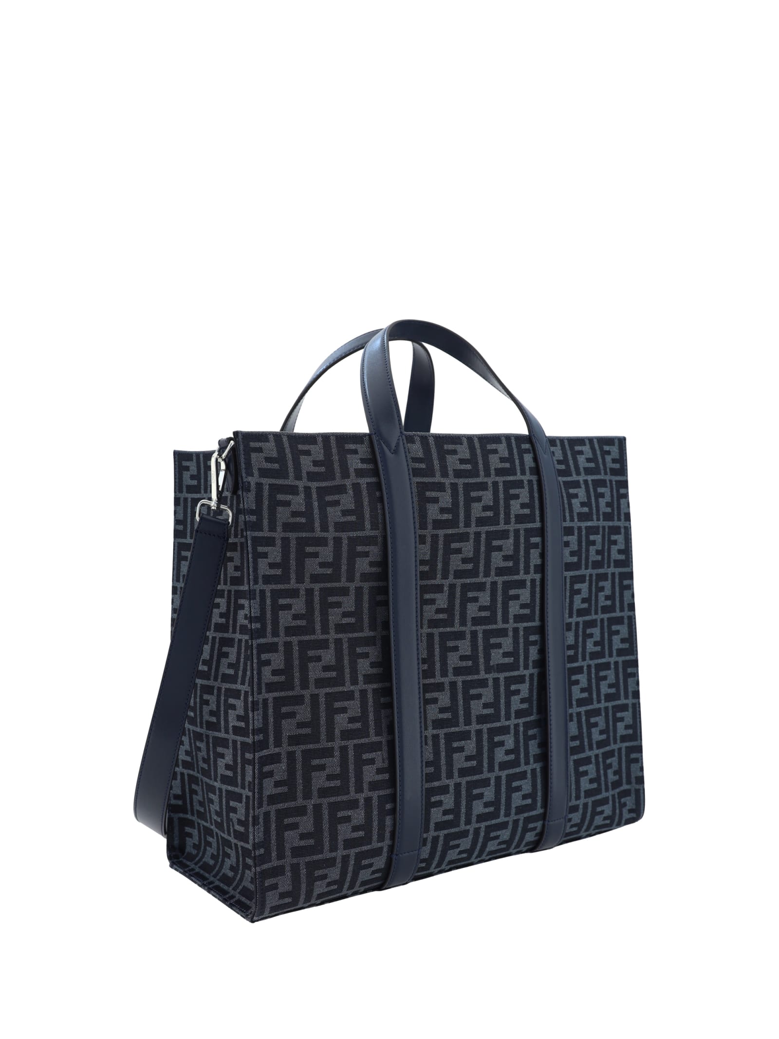 Shop Fendi Tote Handbag In Denim Blu+blu Scr+p