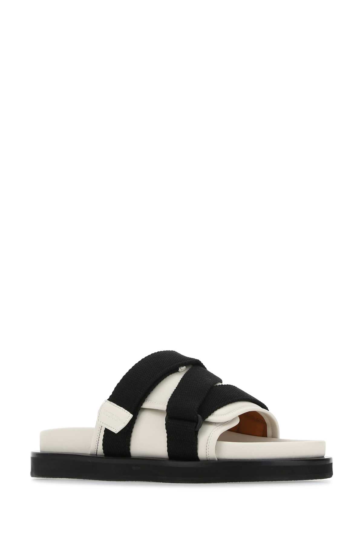 Shop Ambush Two-tone Leather And Nylon Slippers In 0110