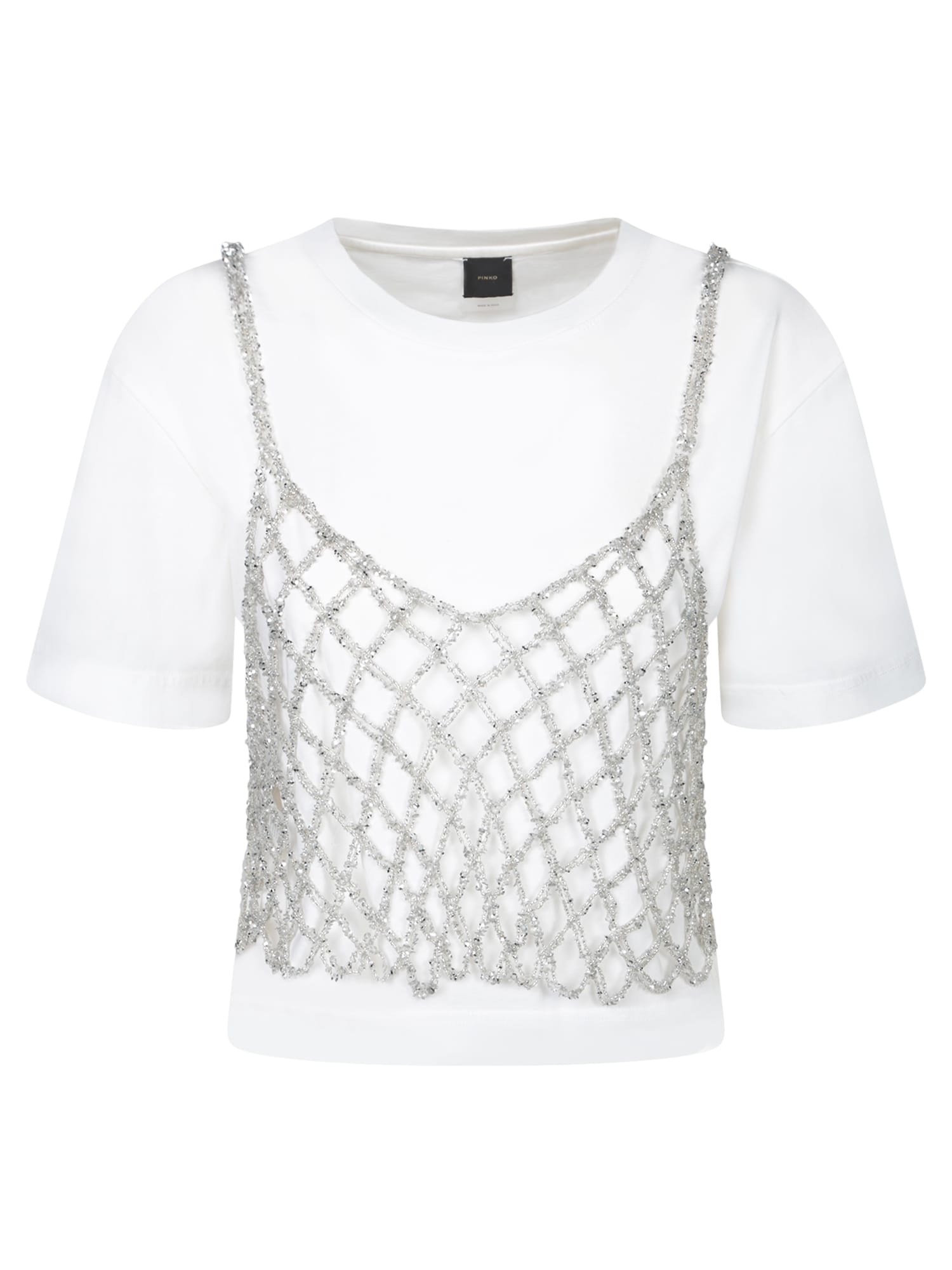Shop Pinko Victor Net White T-shirt