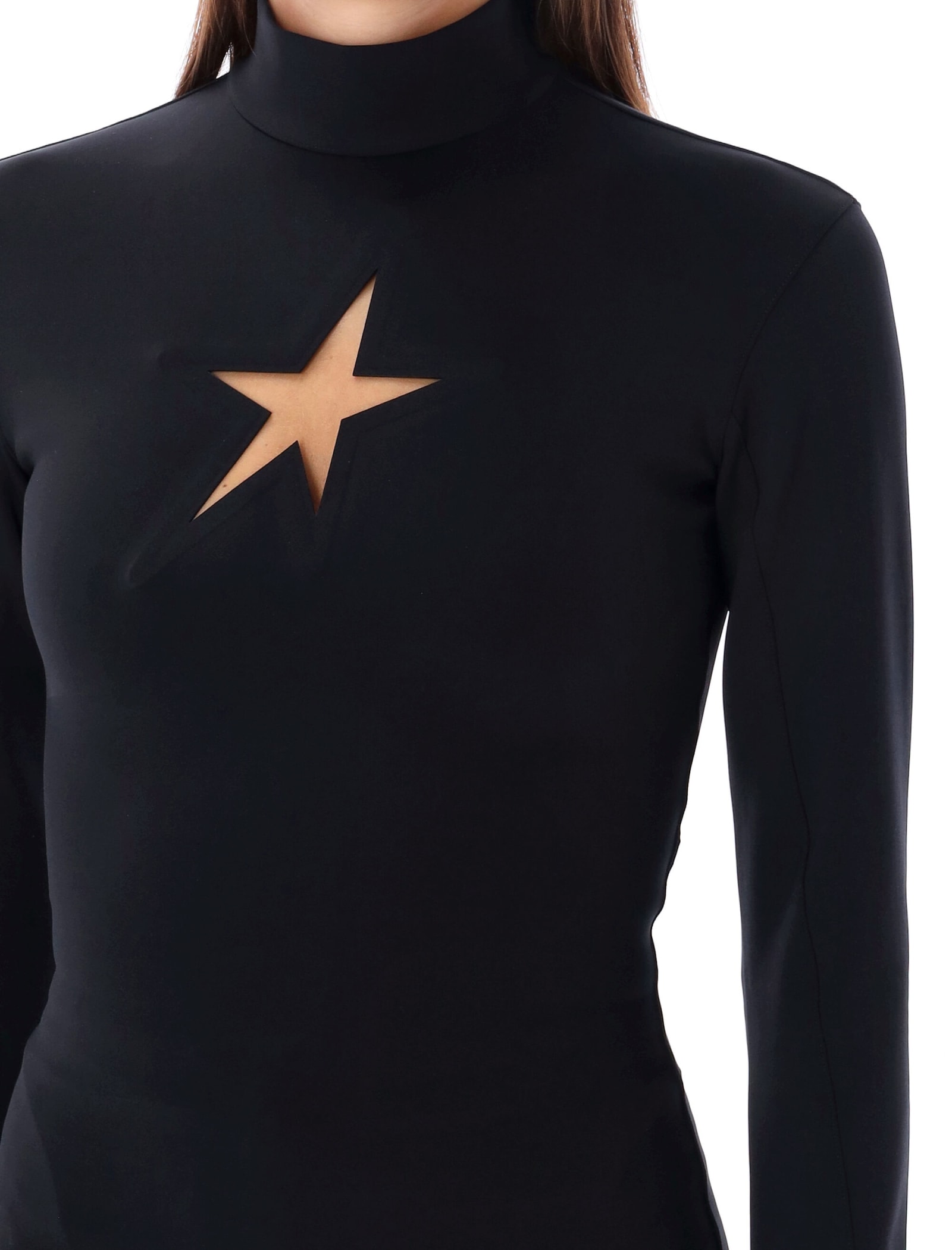 Shop Mugler Star  Top High Neck In Black