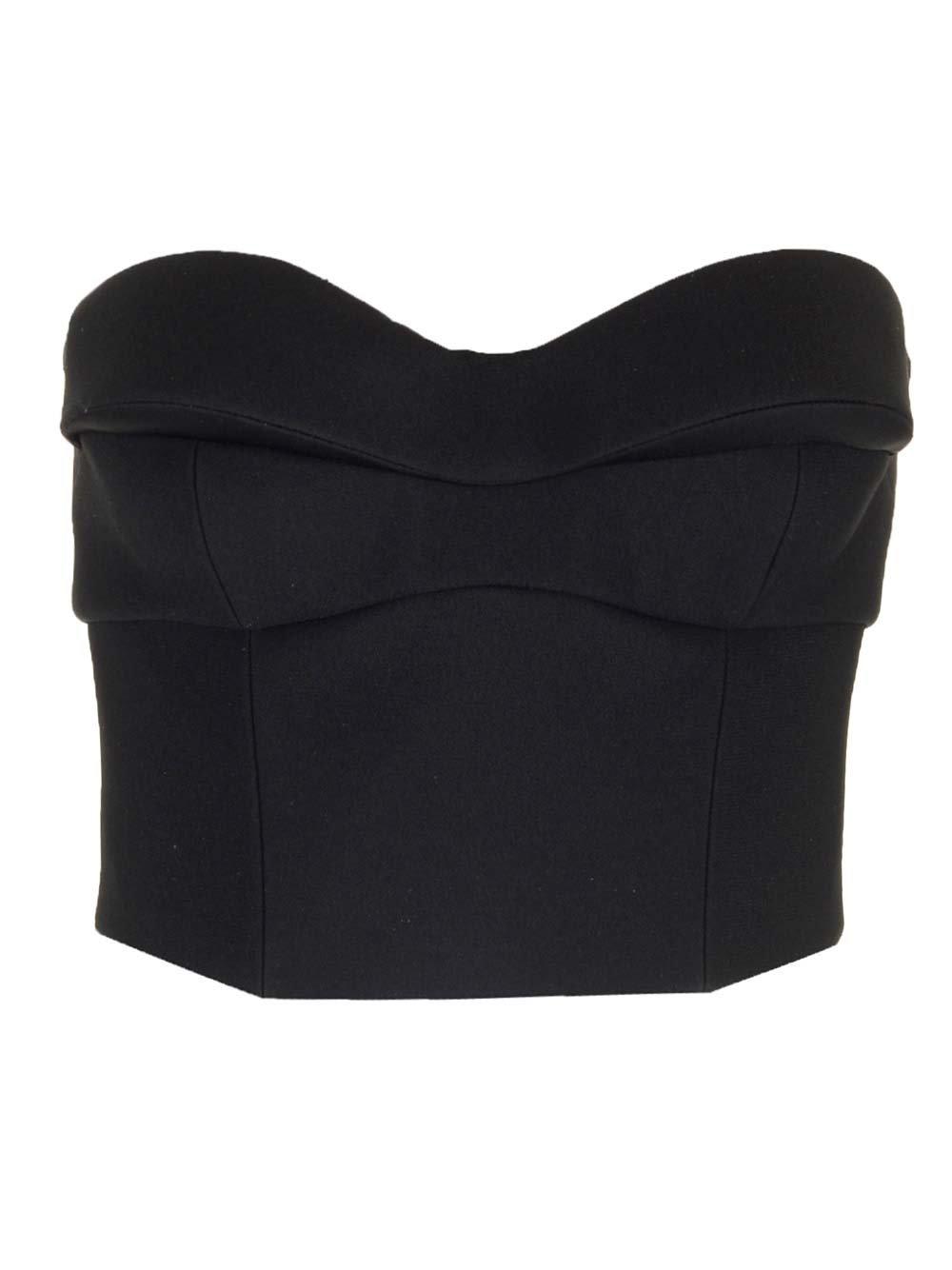 Shop Versace Strapless Cropped Top In Black