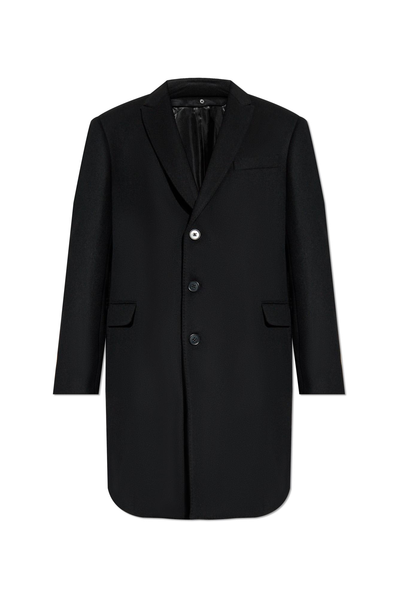 Shop Emporio Armani Wool Coat In Black