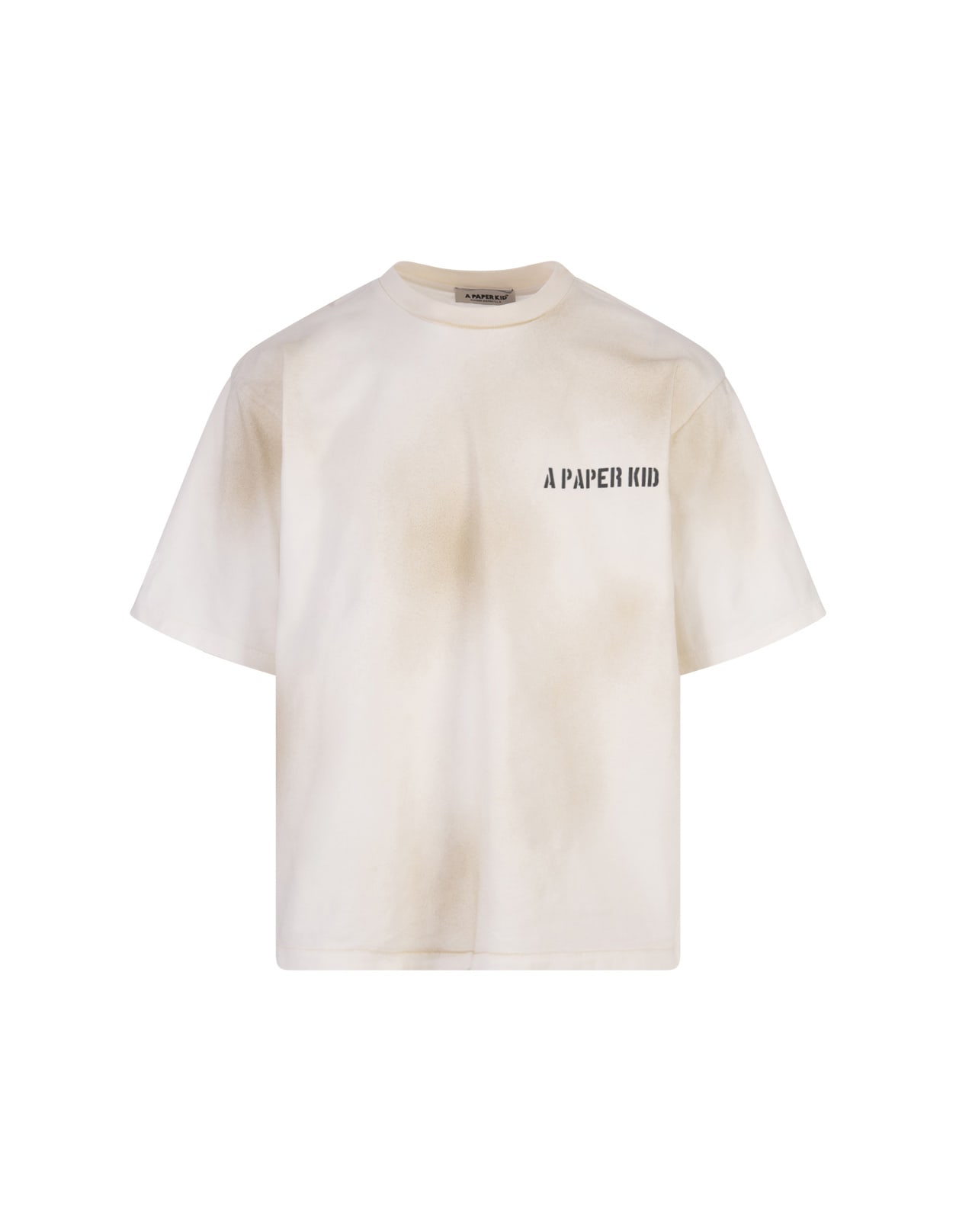 Shop A Paper Kid White T-shirt With Washed Effect And Prints