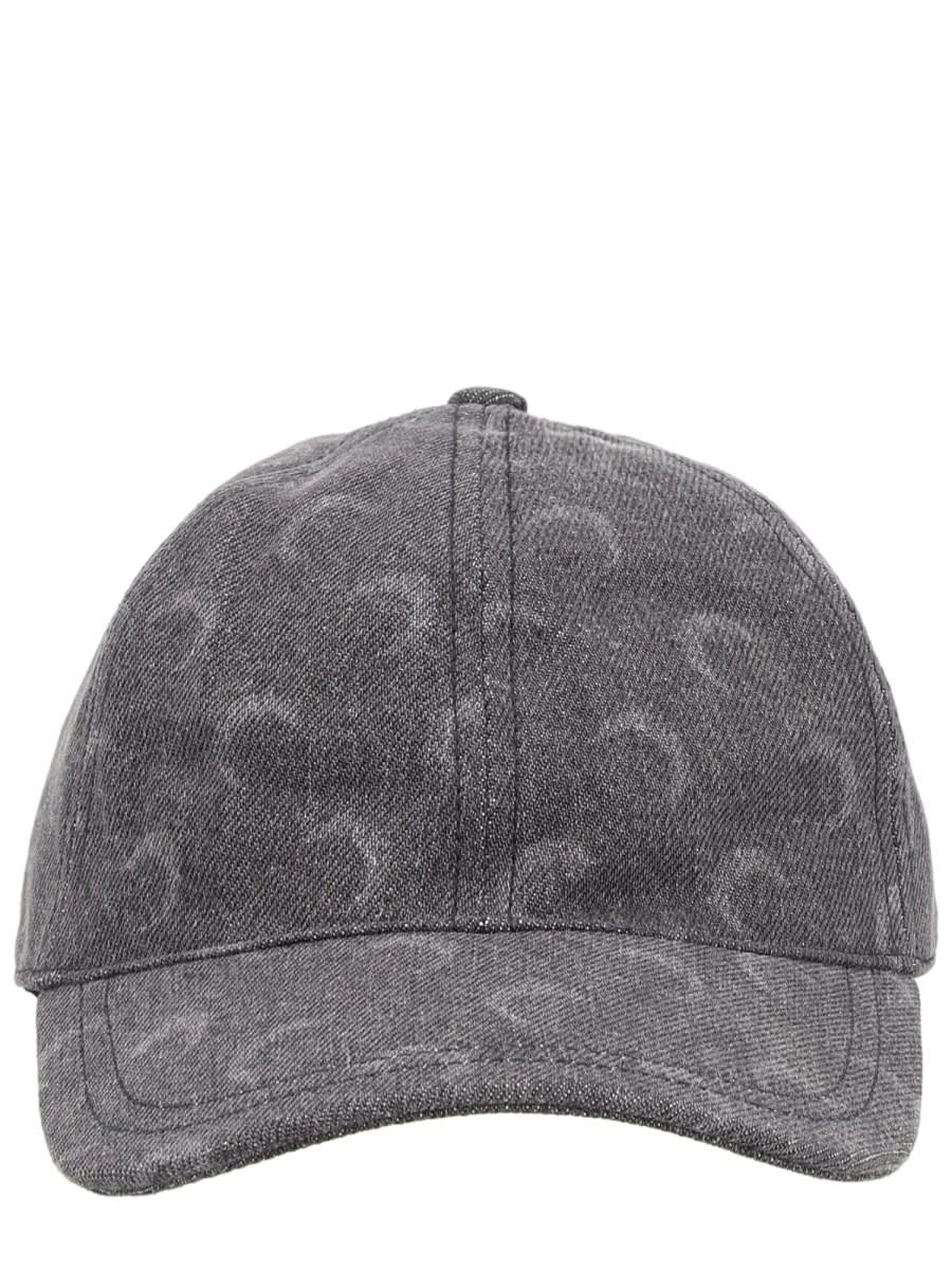 Marine Serre Grey Baseball Cap With Crescent Moon Pattern In Gray