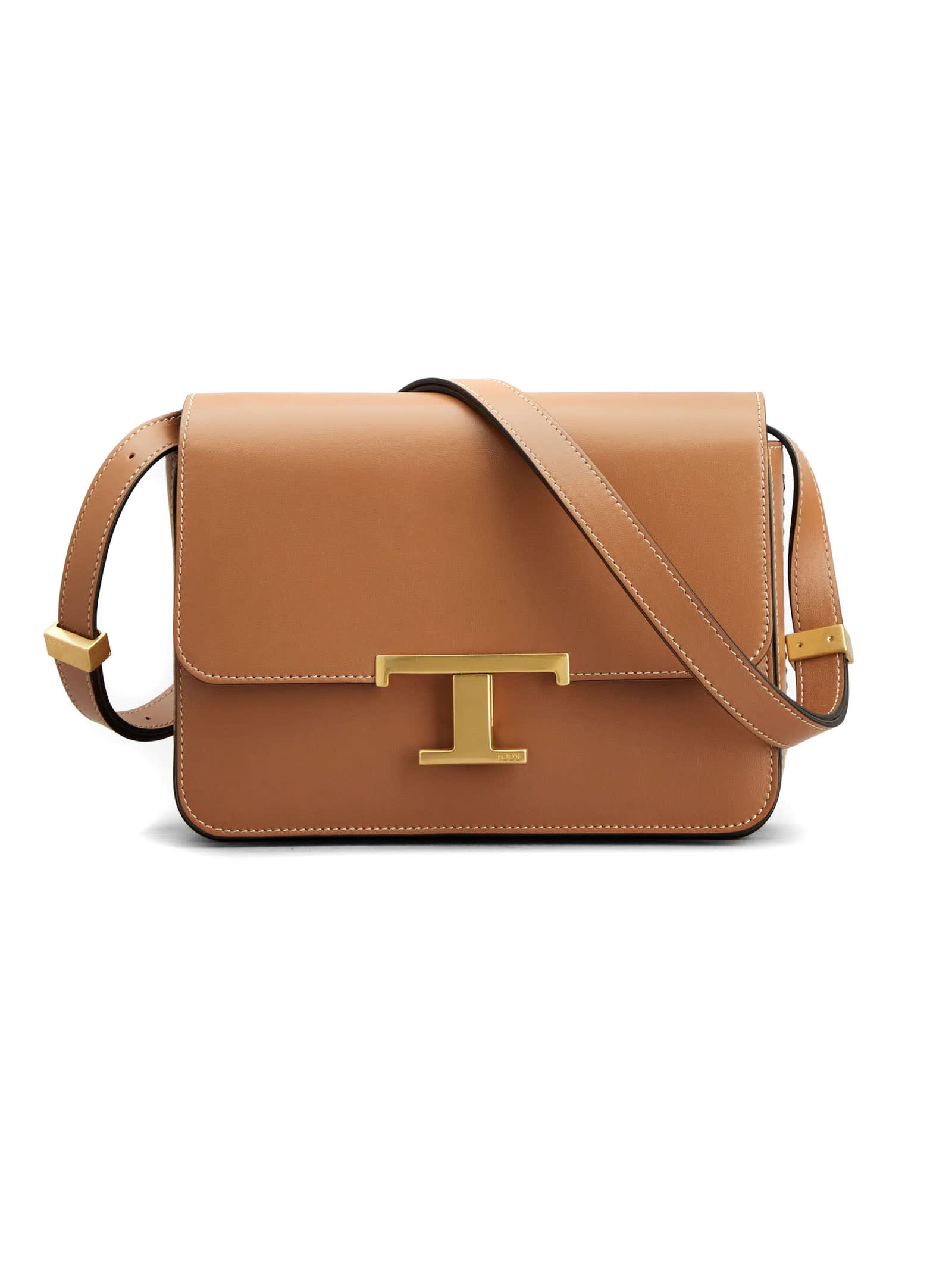 Shop Tod's T Timeless Crossbody Bag In Leather Mini In Brown